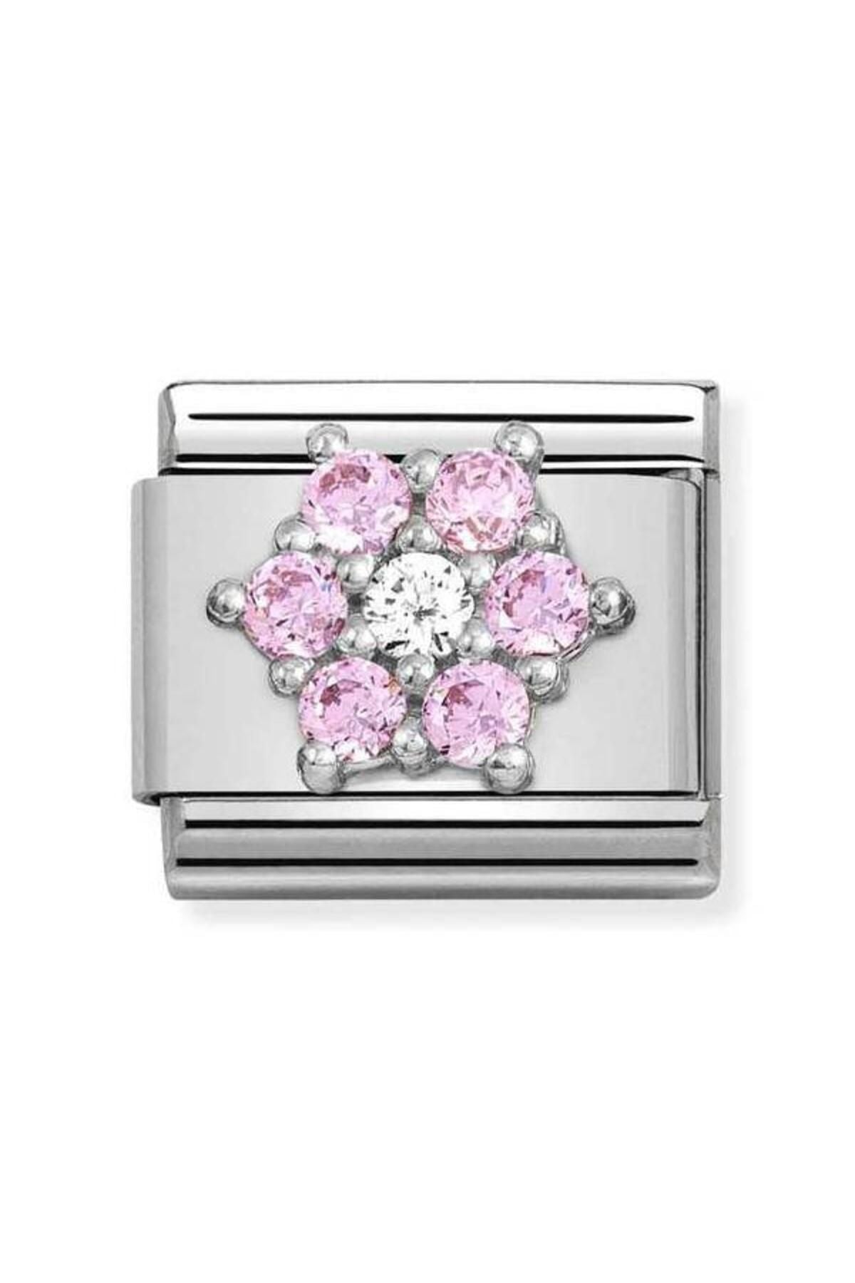 Composable Cl Symbols Steel, Cz And Silver 925 Rıch (03_pınk And Whıte Flower)