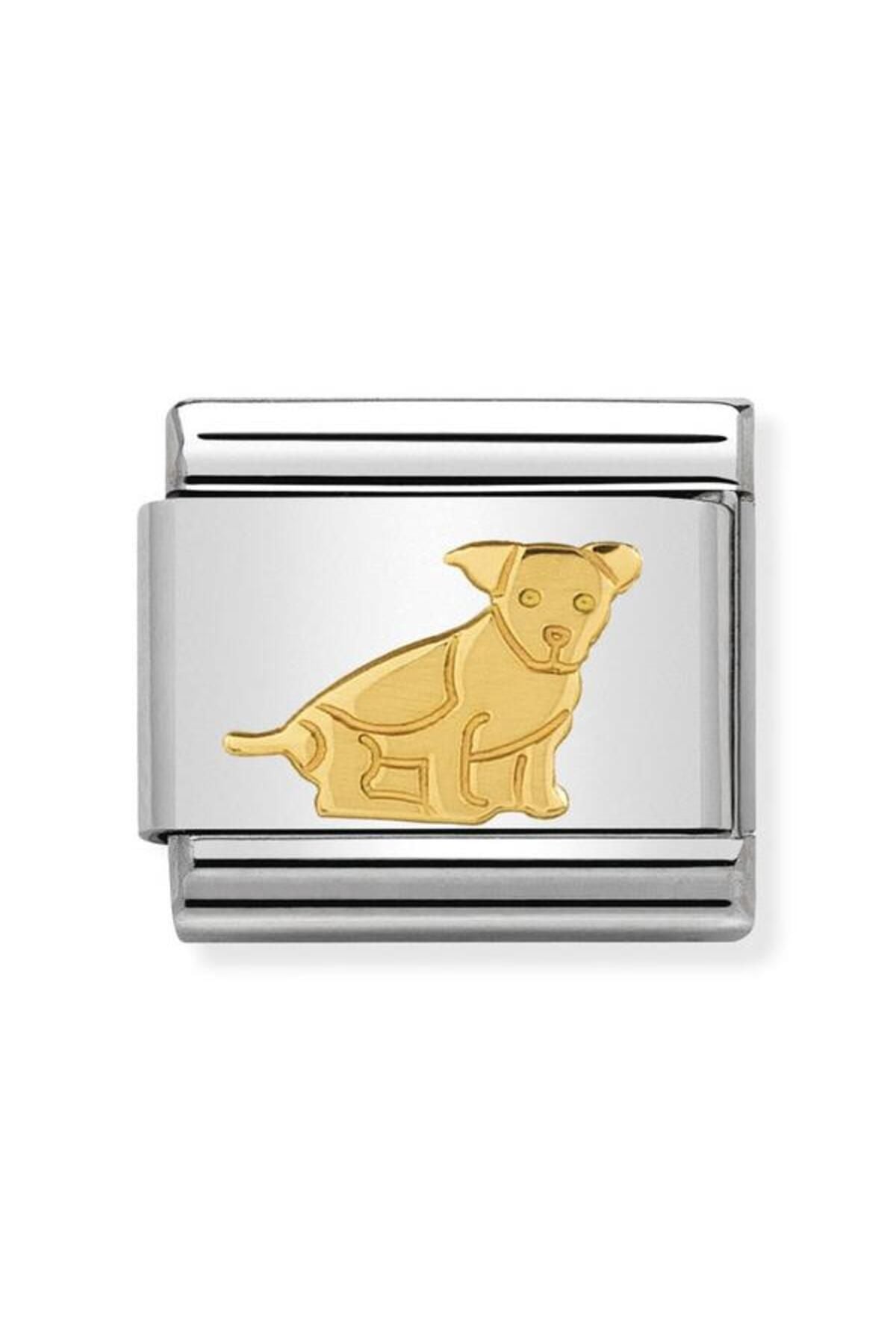 Composable Classic Anımals (earth) In Stainless Steel With 18k Gold (33_seated Dog)