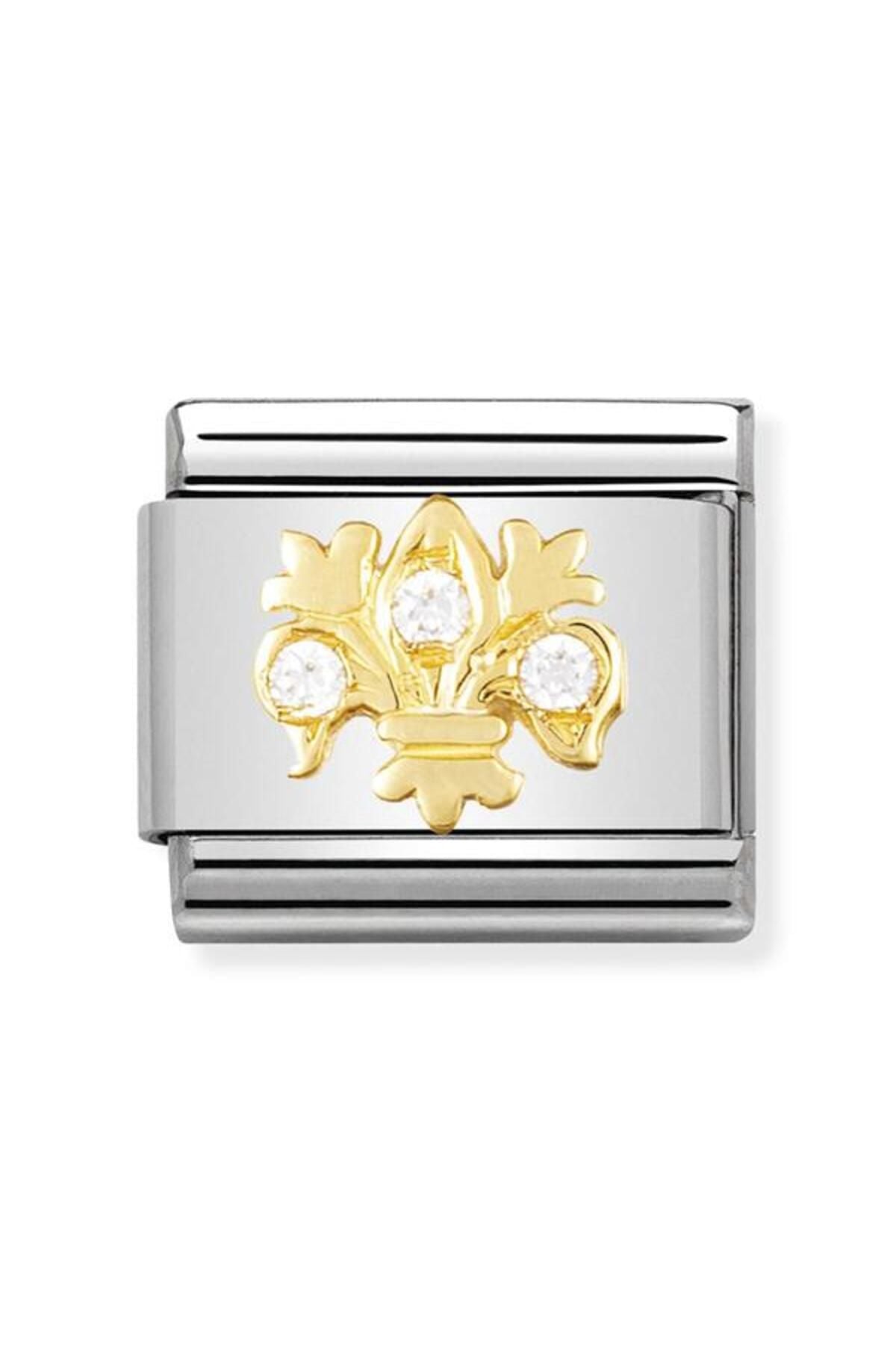 Composable Classic Daıly Lıfe In Stainless Steel With 18k Gold And Cubic Zirconia Whıte Lily