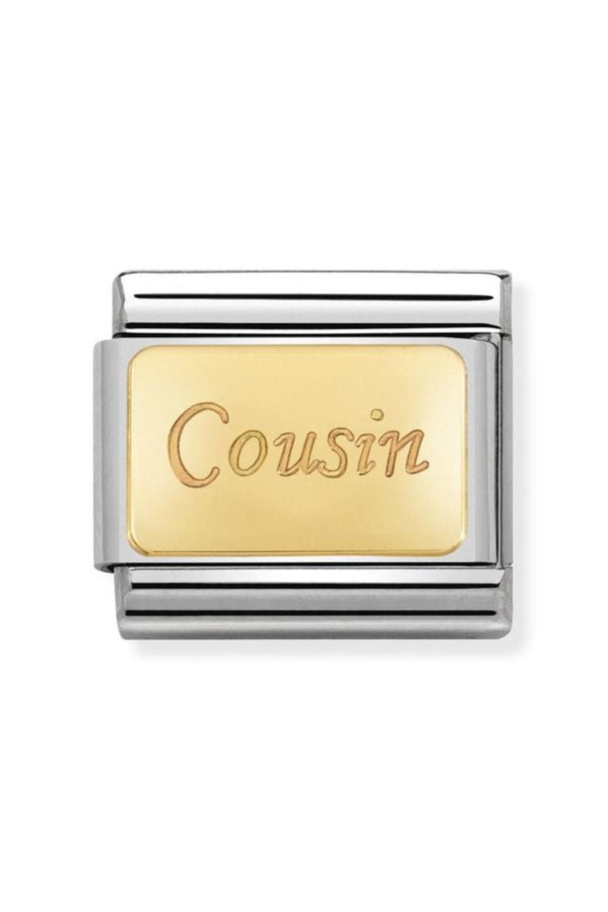 Composable Classic Dekoratif Link - Gravür - Kuzen - (36 Cousin) 18K Altın