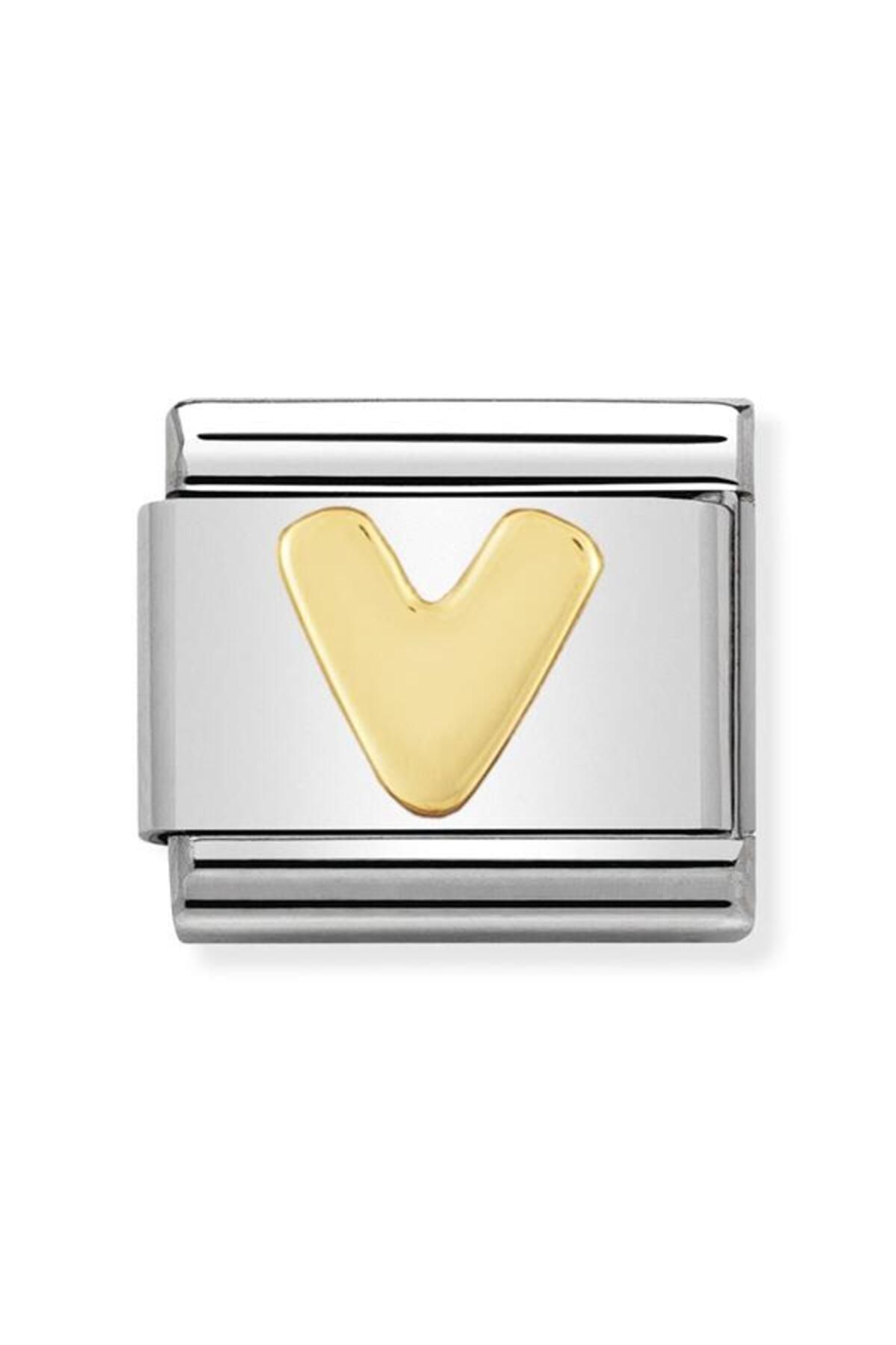 Composable Classic Dekoratif Link - Harfler - V Harfi - (22 V) 18k Altın