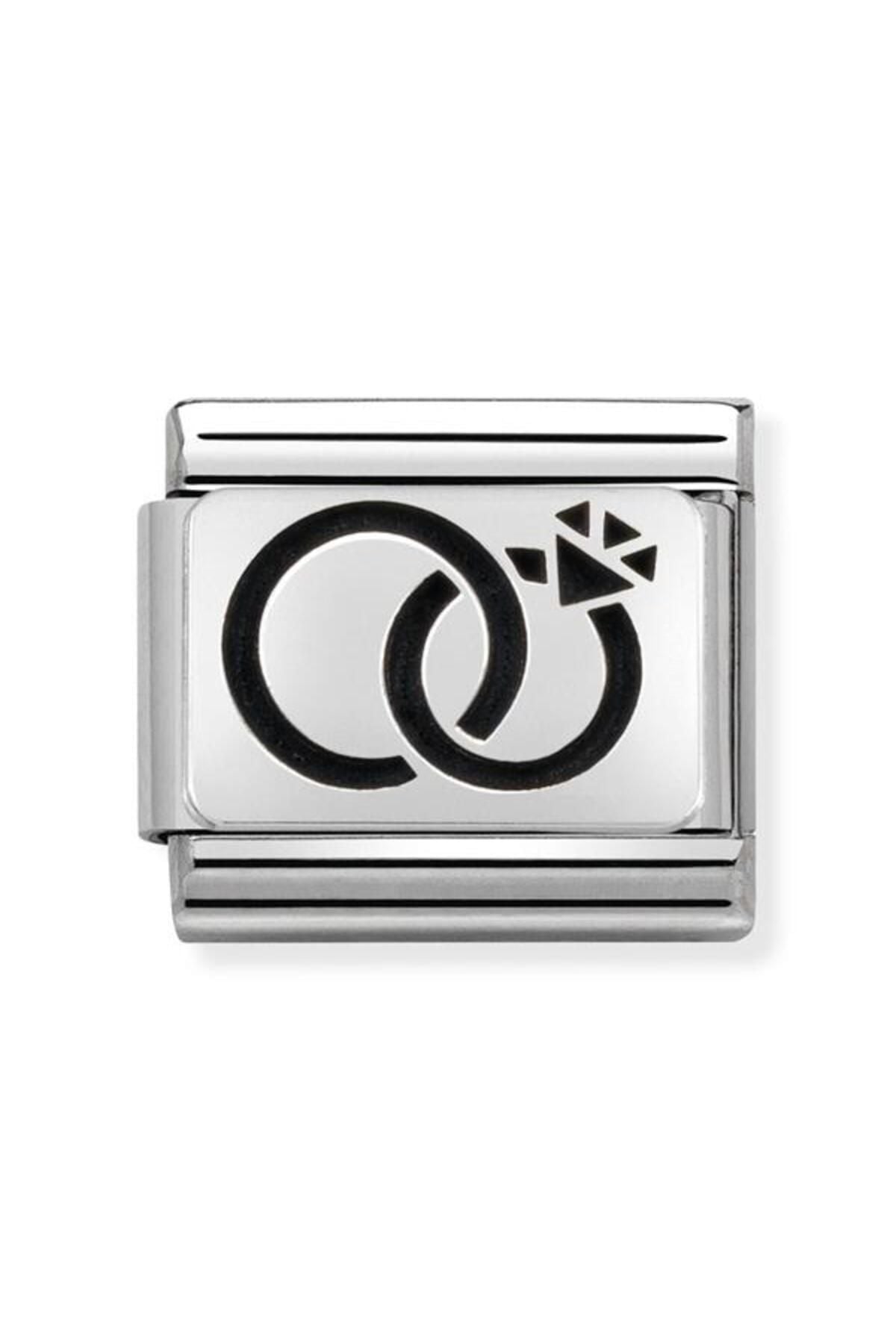 Composable Classic Dekoratif Link - Plakalar Oksitlenmiş - Evlilik yüzükleri - 925 Gümüş
