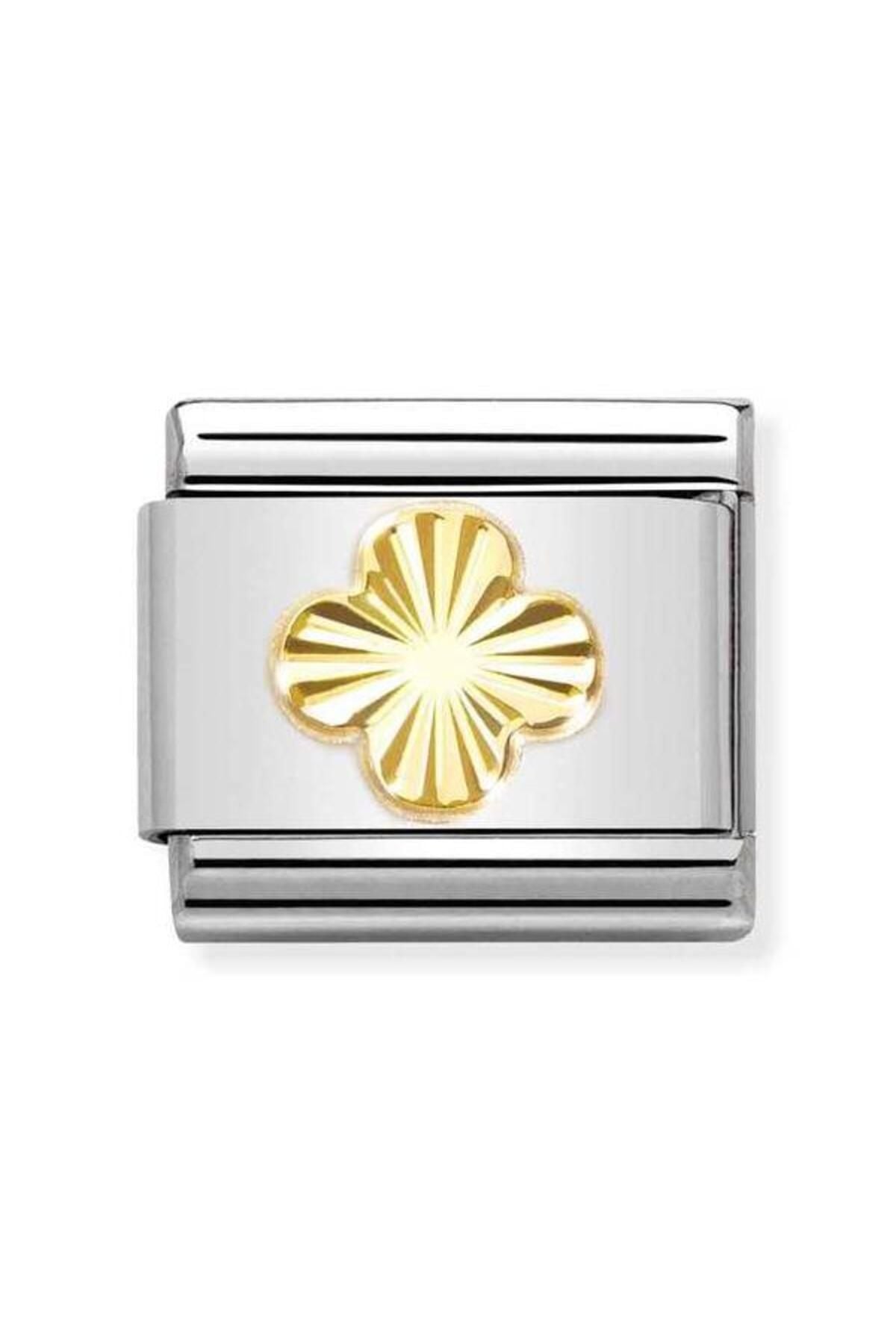 Composable Classic Dekoratif Link - Semboller - Elmas Kaplı Dört Yapraklı Yonca - 18k Altın