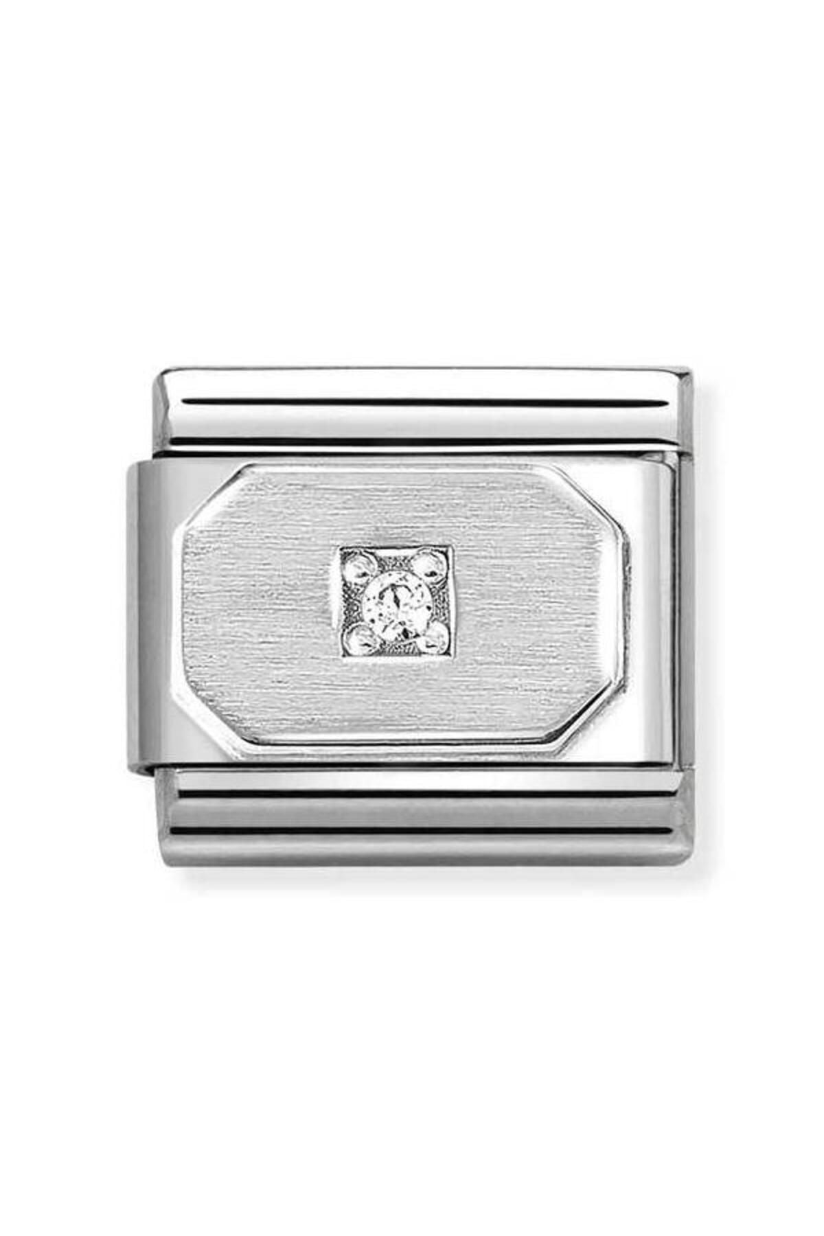 Composable Classic Dekoratif Link - Semboller - Körüklü dikdörtgen beyaz - 925 Gümüş Zirkon