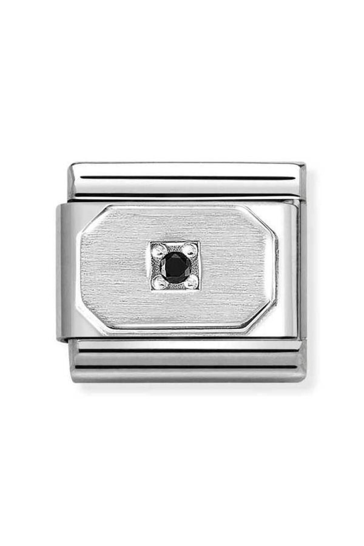 Composable Classic Dekoratif Link - Semboller - Körüklü dikdörtgen siyah - 925 Gümüş Zirkon