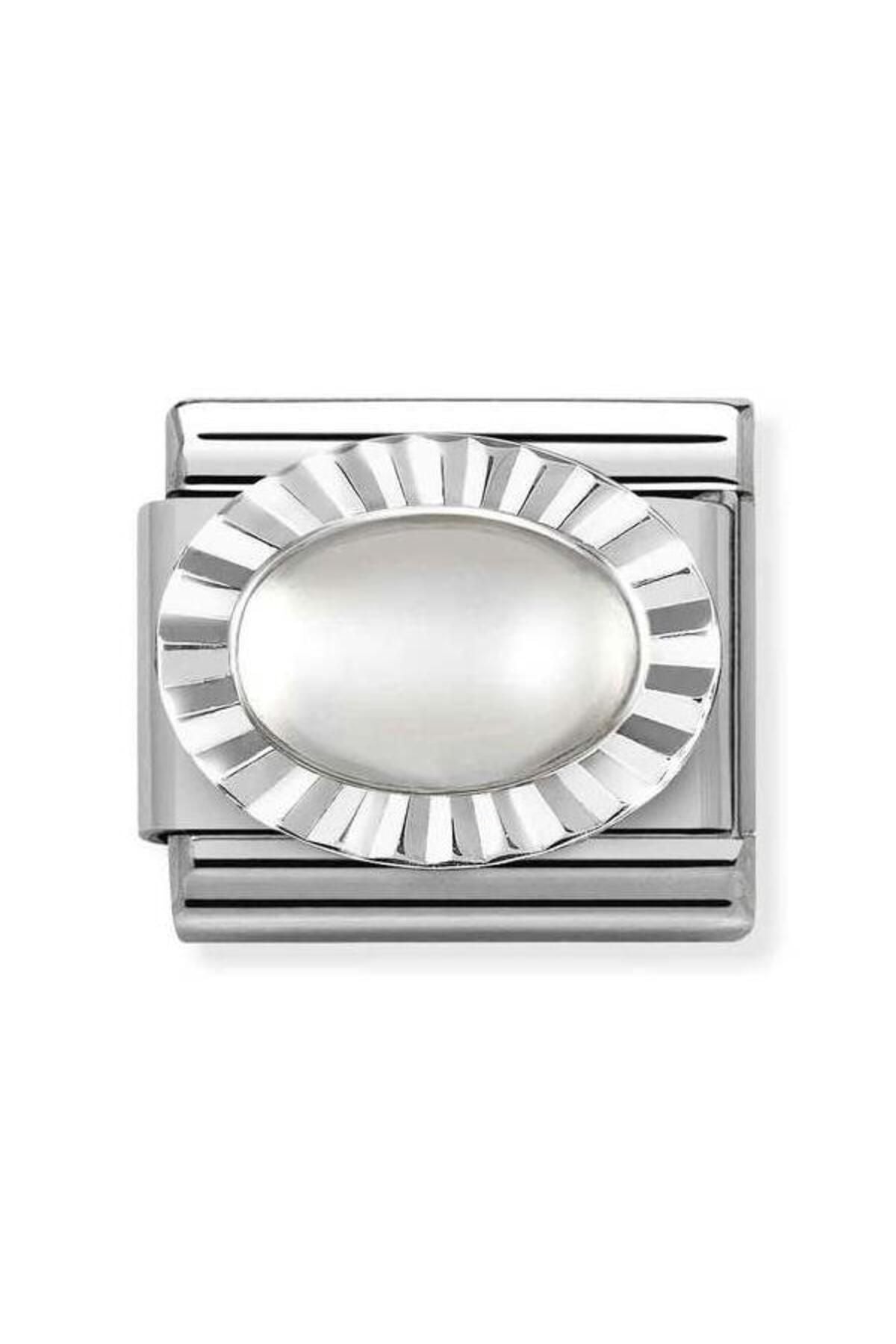 Composable Classic Dekoratif Link - Taşlar Oval Elmas - Ay Taşı - 925 Gümüş