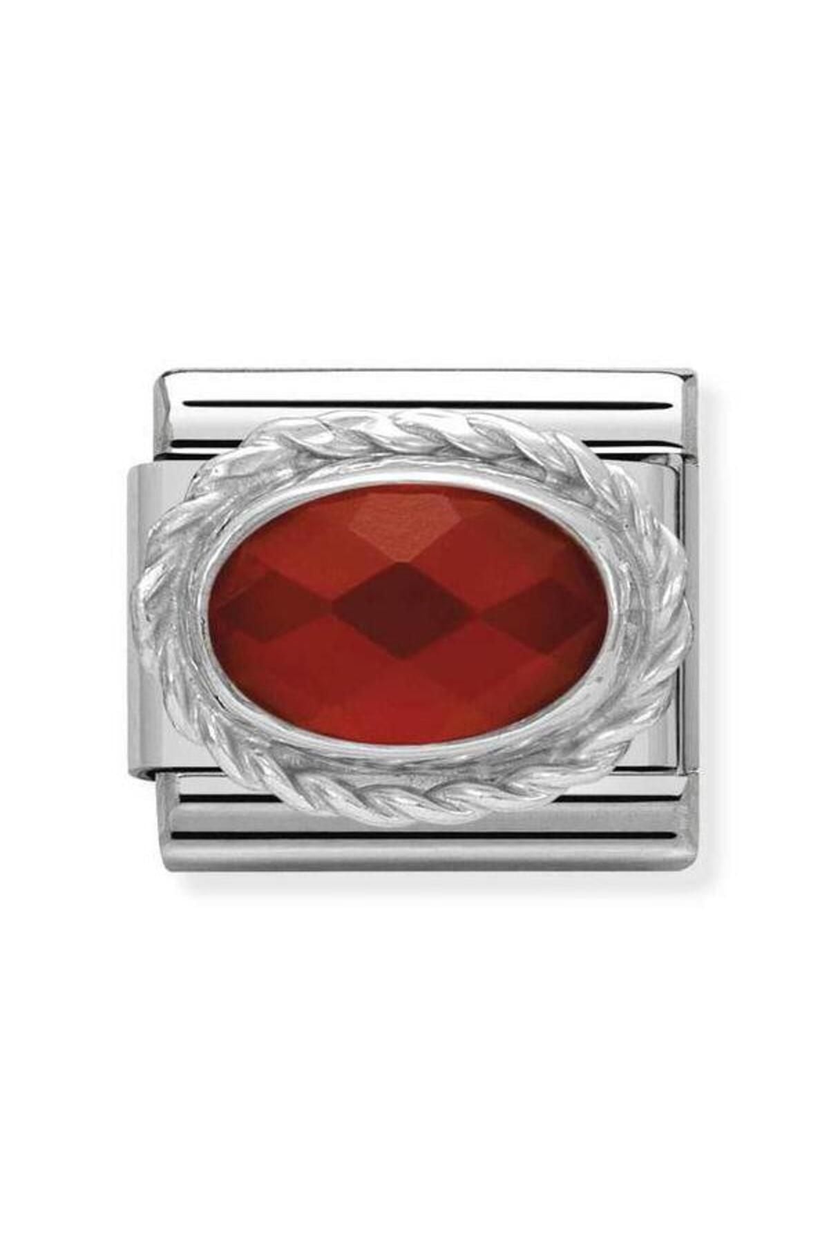 Composable Classic Dekoratif Link - Taşlar Oval - Kırmızı - 925 Gümüş