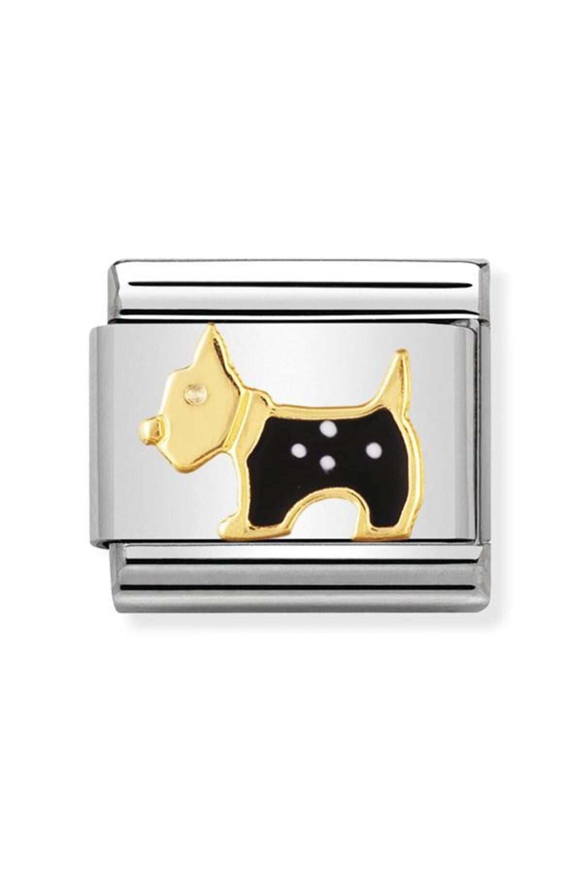 Composable Classic Earth Anımals 1 In Stainless Steel With Enamel And 18k Gold (09_terrier Dog)