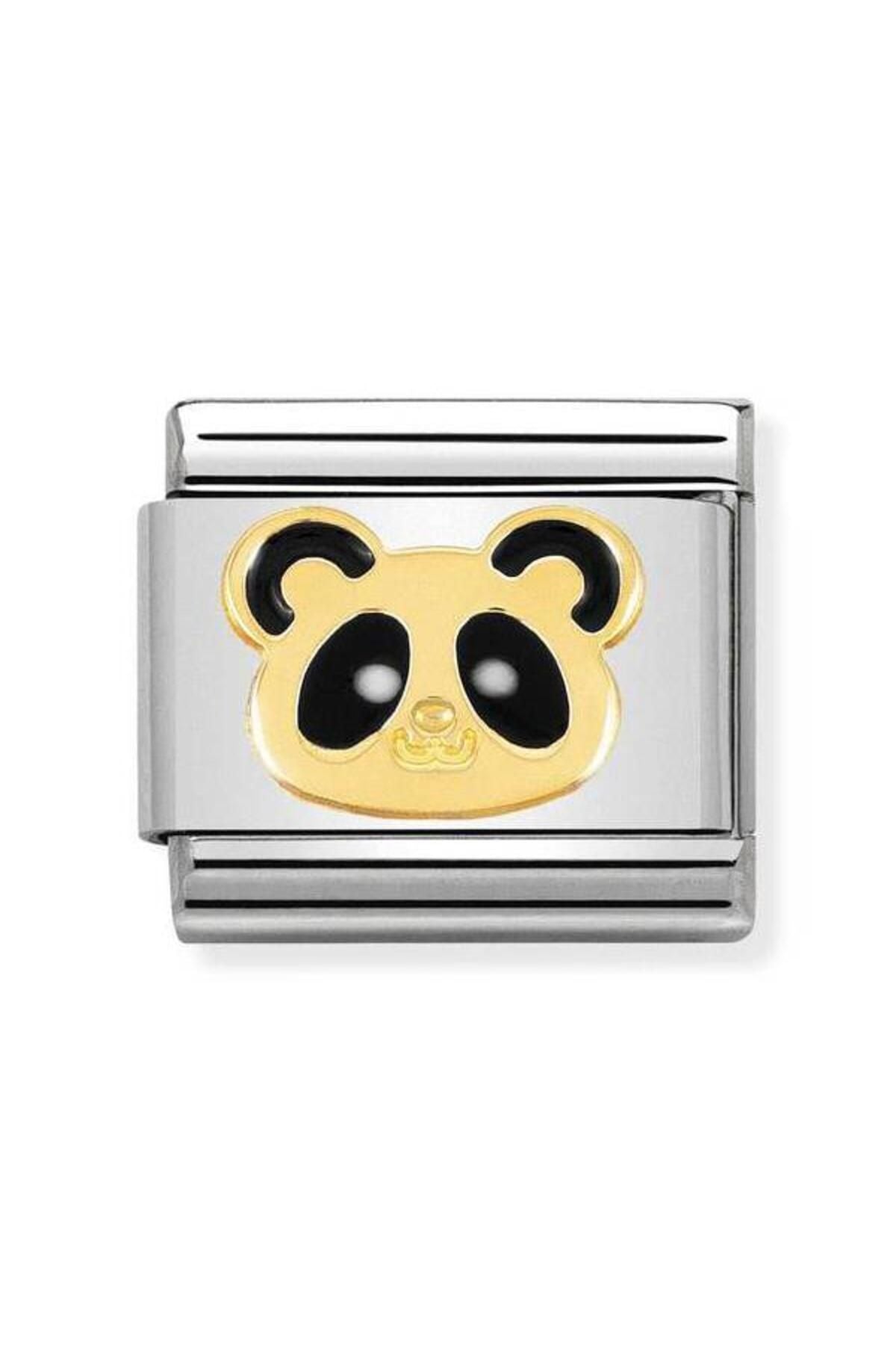 Composable Classic Earth Anımals 1 In Stainless Steel With Enamel And 18k Gold (18_panda Head)
