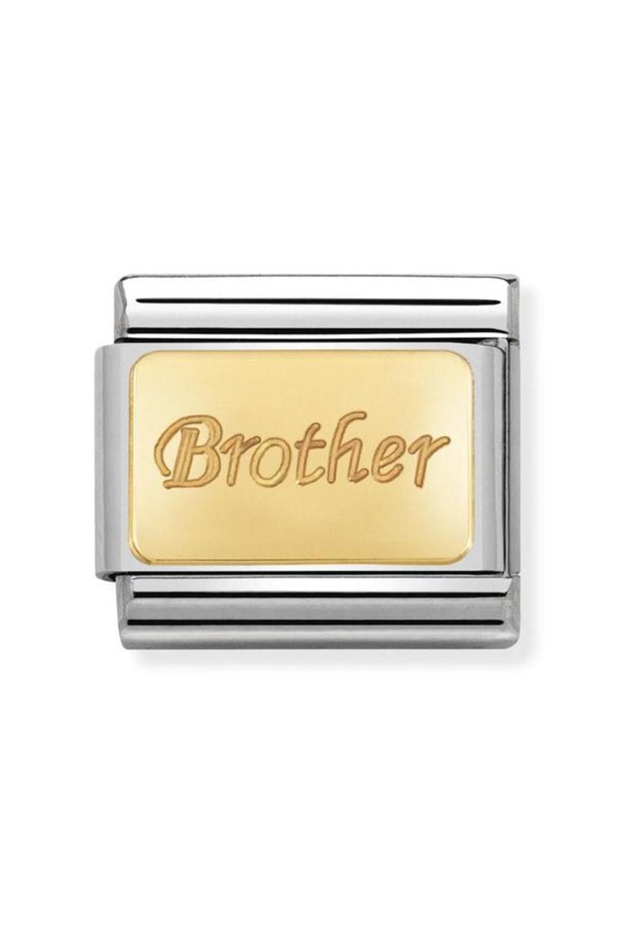 Composable Classic Engraved Sıgns In Stainless Steel With 18k Gold Custom (35_brother)