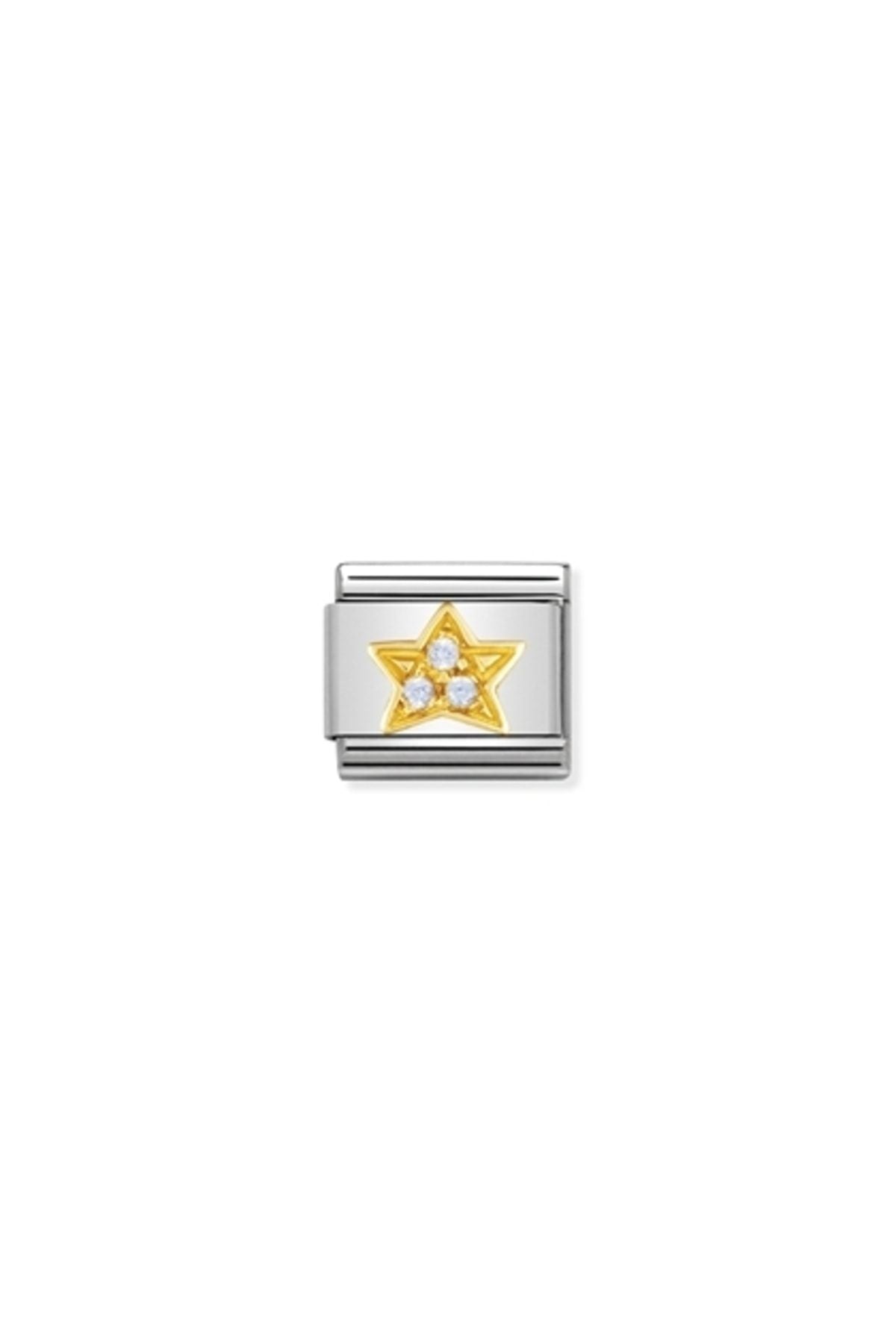 Composable Classic Fun In Stainless Steel With 18k Gold And Cubic Zirconia Light Blue Star