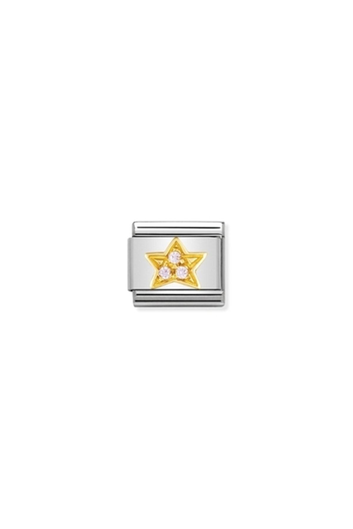 Composable Classic Fun In Stainless Steel With 18k Gold And Cubic Zirconia Pink Star