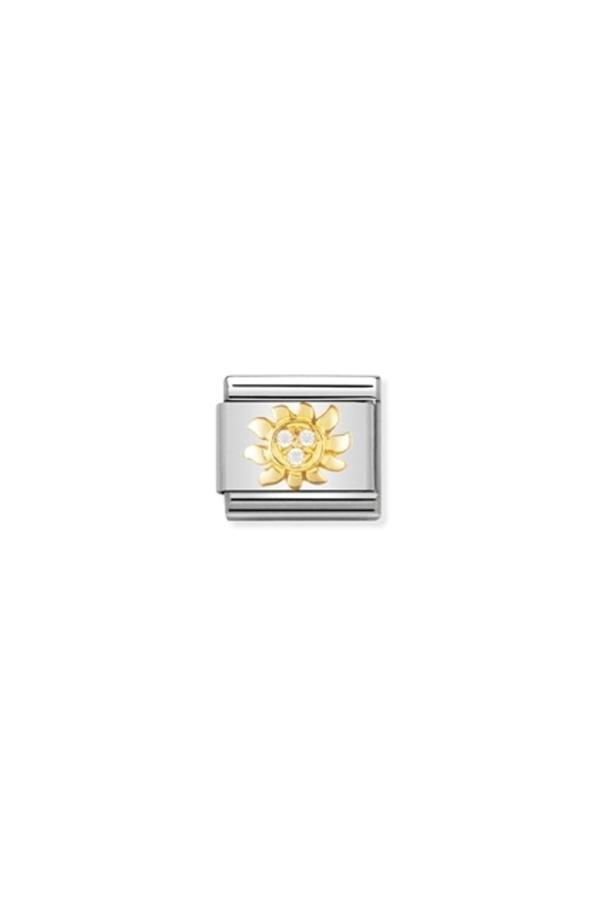 Composable Classic Fun In Stainless Steel With 18k Gold And Cubic Zirconia White Sun