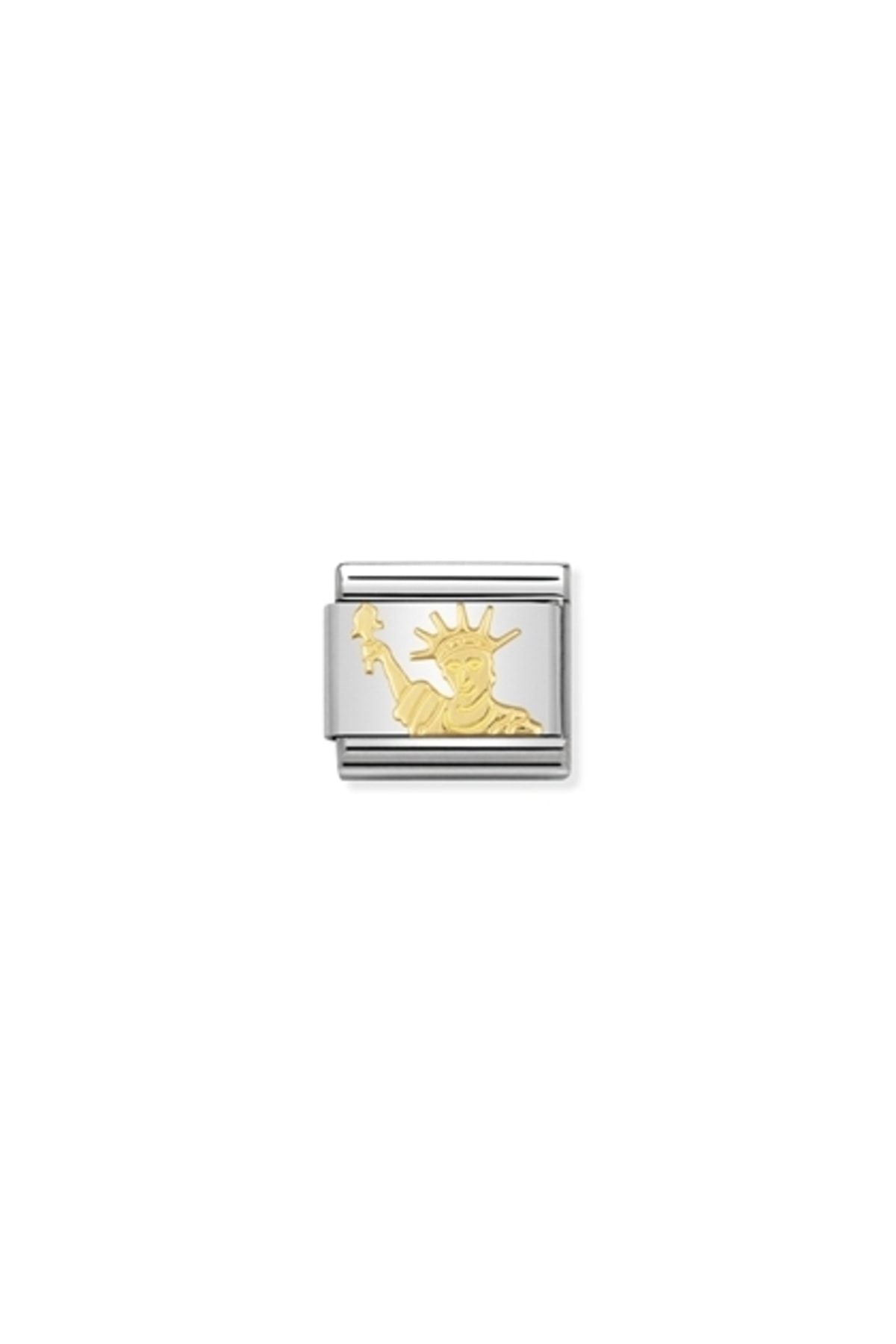 Composable Classic Geographıc Symbols In Stainless Steel With 18k Gold (08_statue Of Liberty)