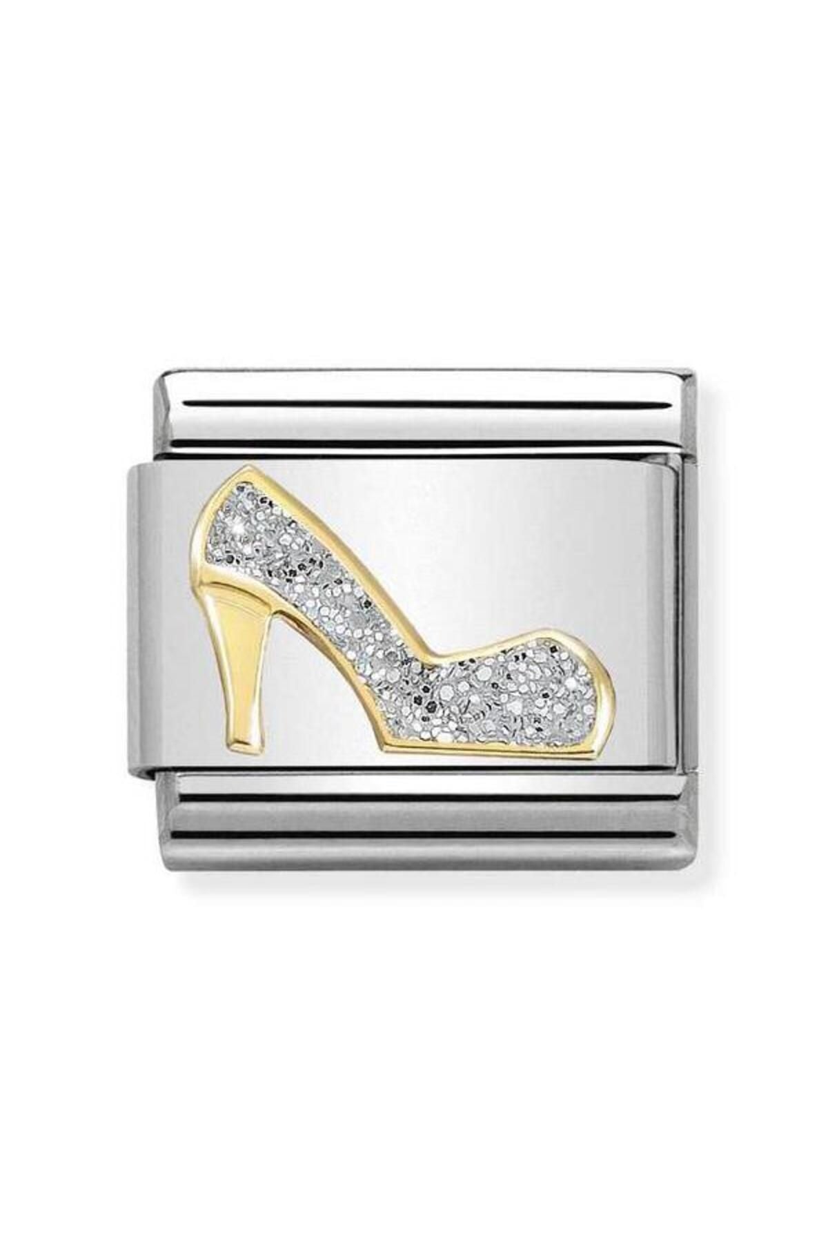 Composable Classic Glıtter Symbols In Steel, Enamel And 18k Gold (04_sılver Shoe)