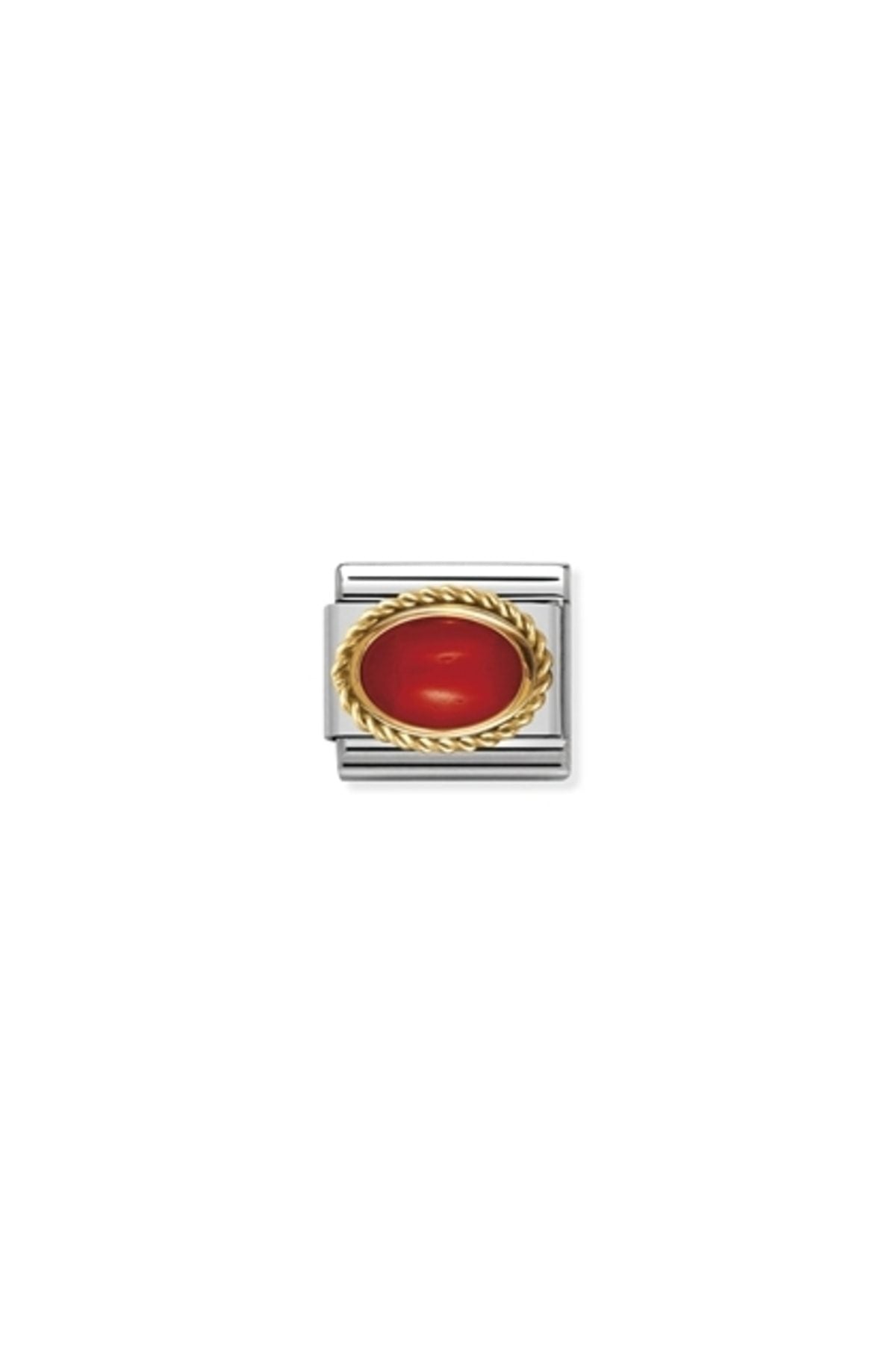 Composable Classic Hard Stones In Stainless Steel With 18k Gold Setting And Detail 11_ Red Coral