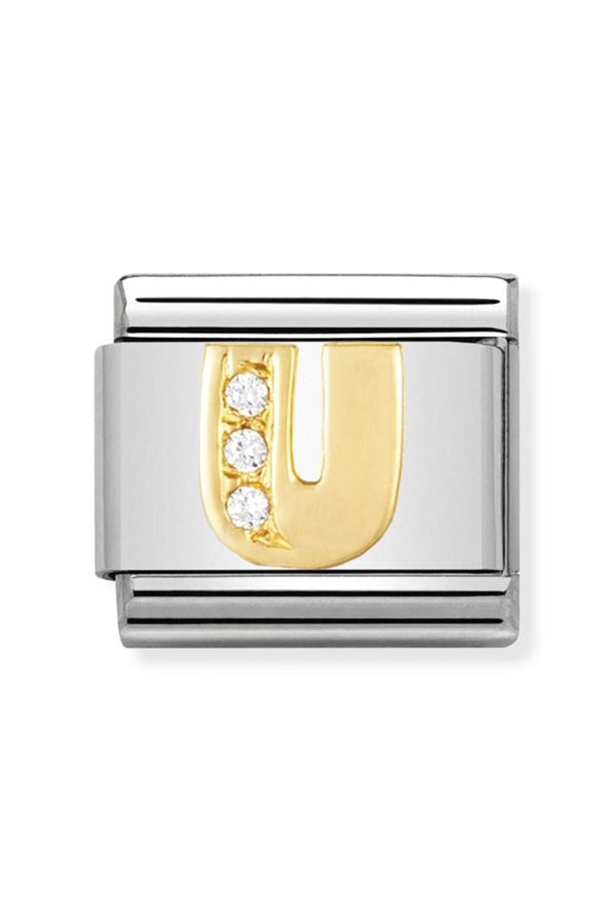 Composable Classic Harf Paslanmaz Çelik Ve 18k Altın Kübik Zirkon (21_u)