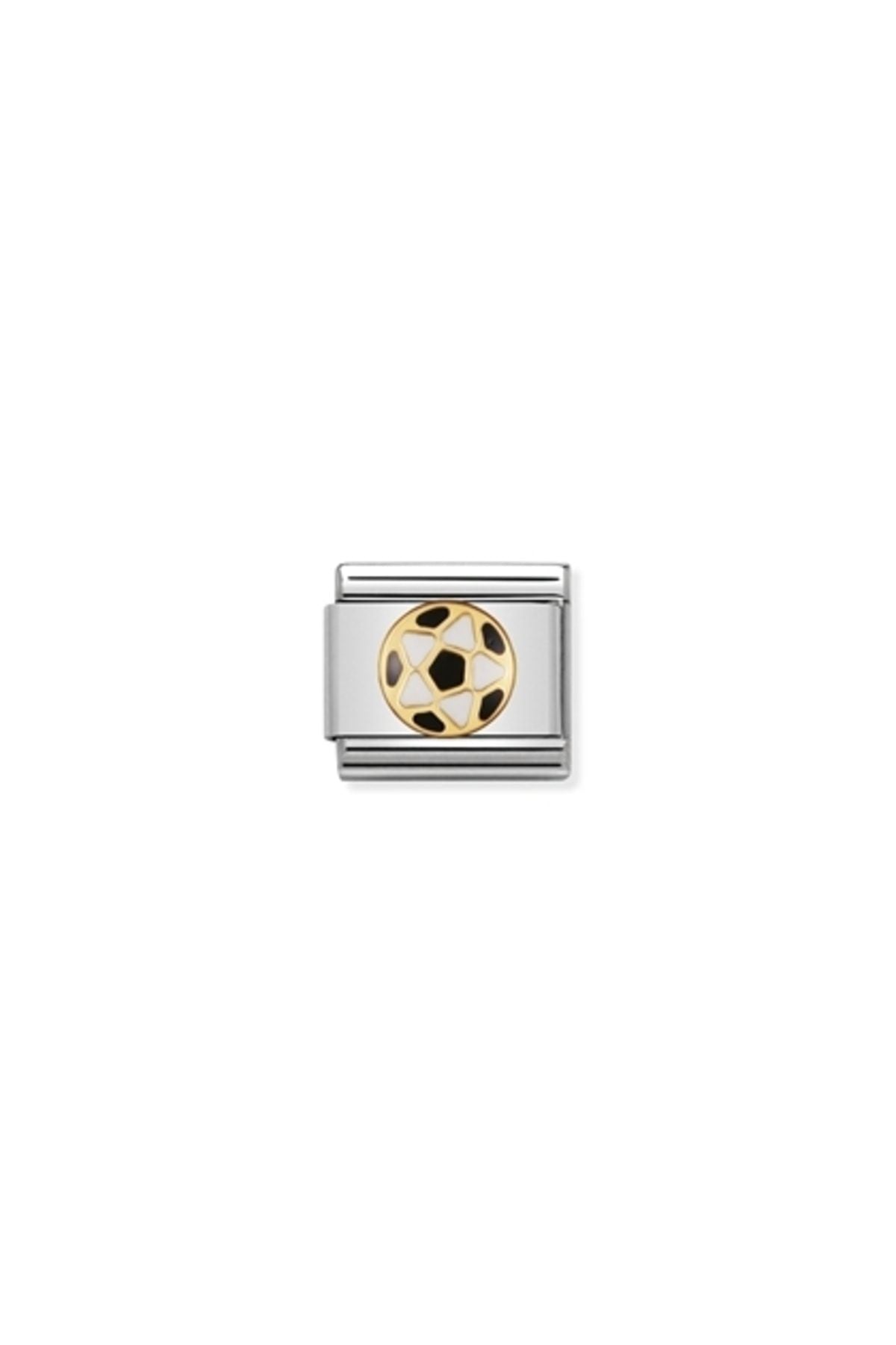Composable Classic Italıan Football In Stainless Steel With Enamel And 18k Gold Black-whıte Ball