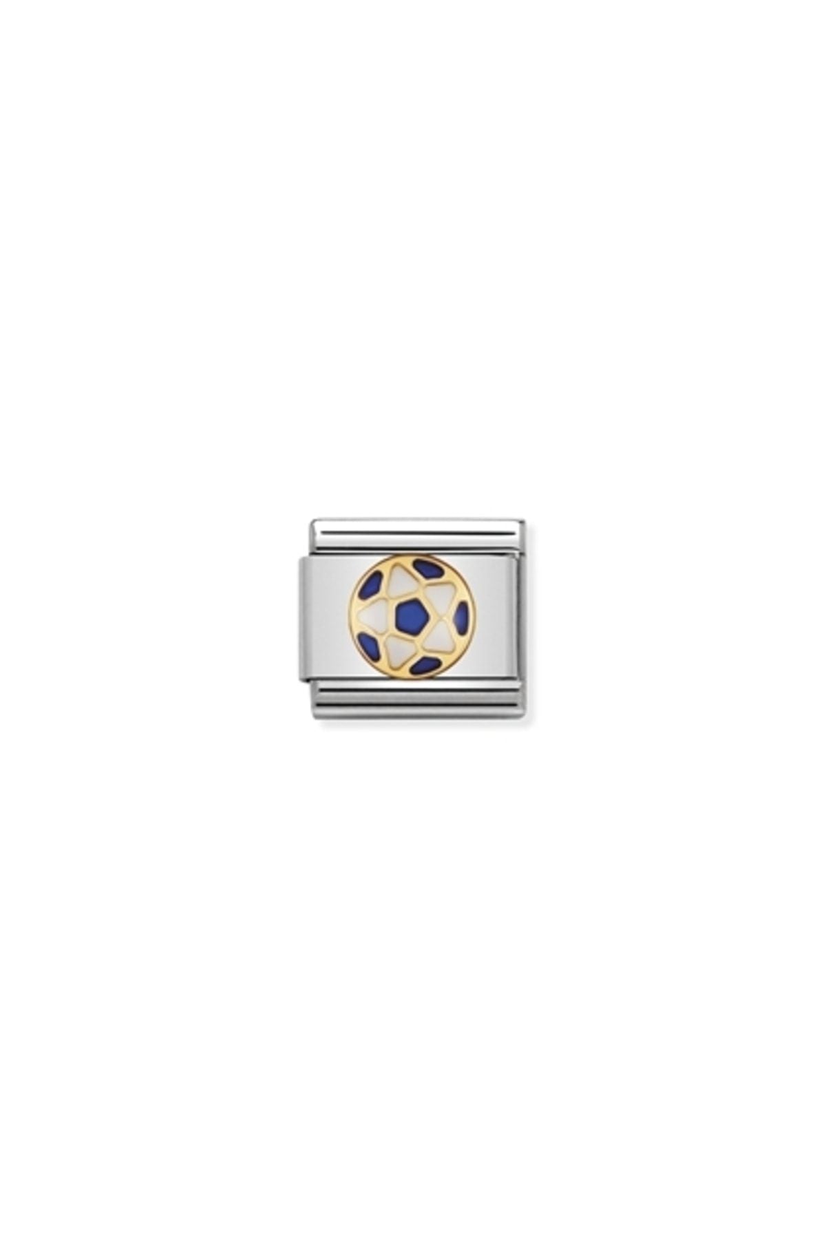 Composable Classic Italıan Football In Stainless Steel With Enamel And 18k Gold Whıte - Blue Ball