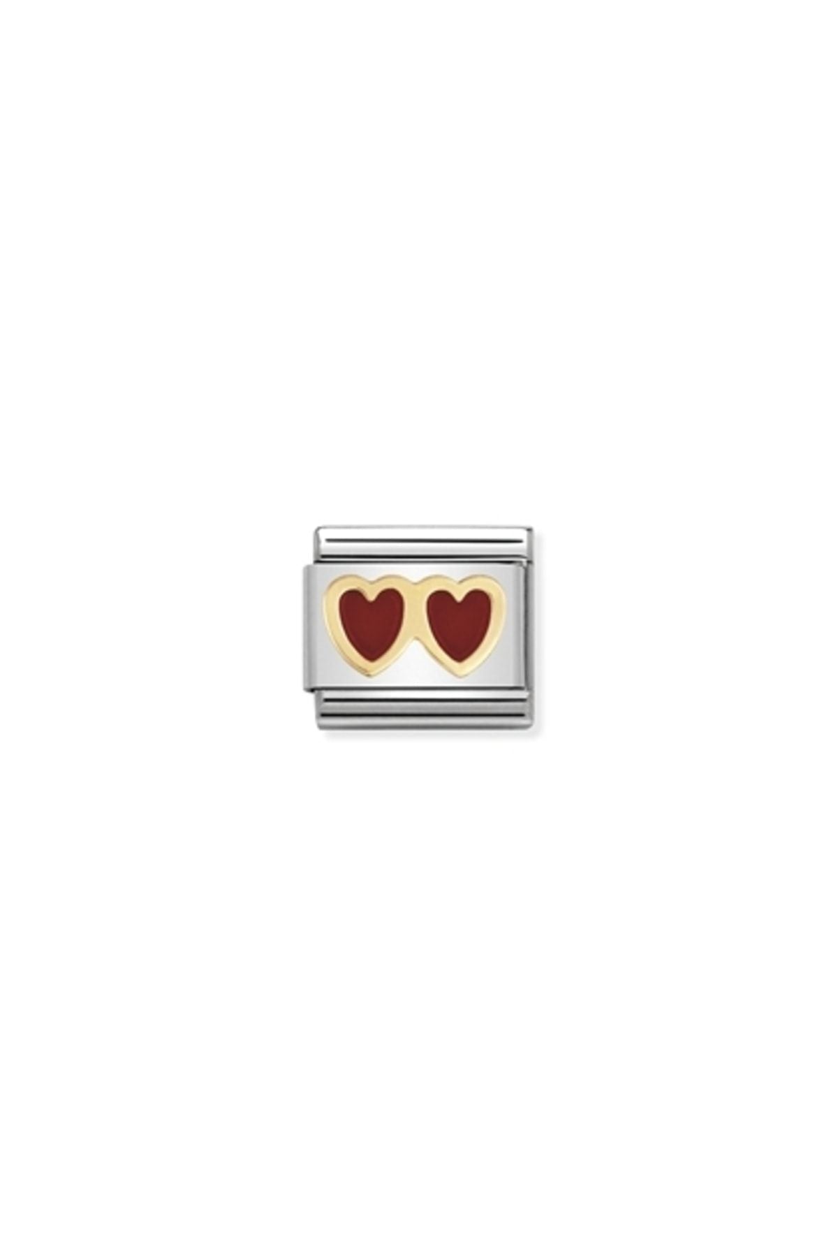 Composable Classic Love In Stainless Steel With Enamel And 18k Gold (02_red Double Heart)