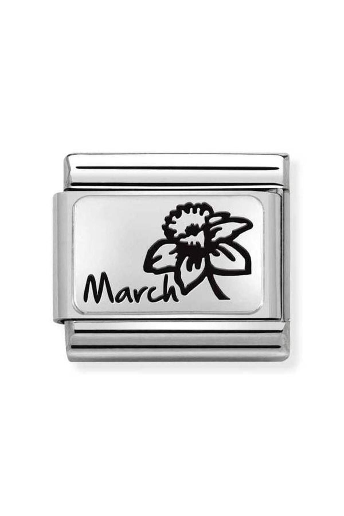 Composable Classic Month Flower Plates (ıc) Steel And 925 Silver 15_march