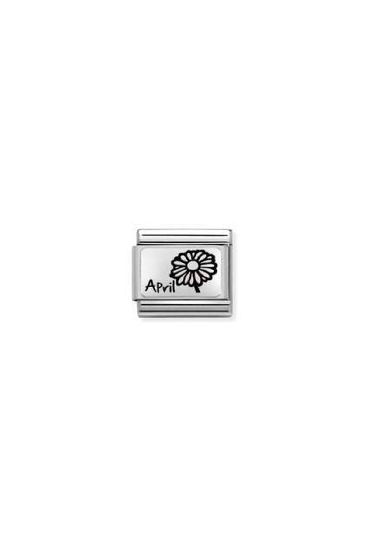 Composable Classic Month Flower Plates (ıc) Steel And 925 Silver (16_april)