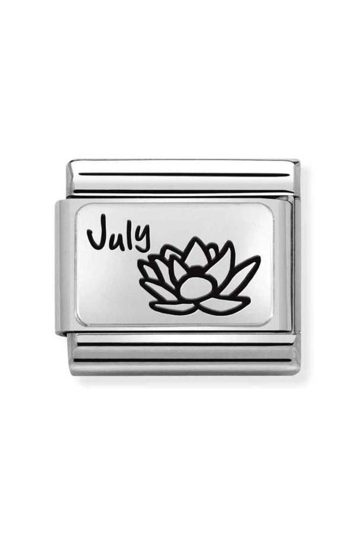 Composable Classic Month Flower Plates (ıc) Steel And 925 Silver (19_july)