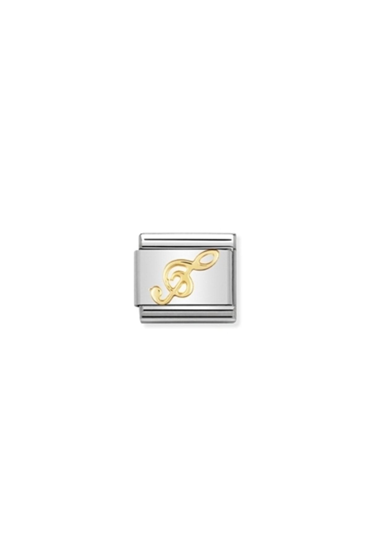 Composable Classic Musıc In Stainless Steel With 18k Gold (08_treble Clef)