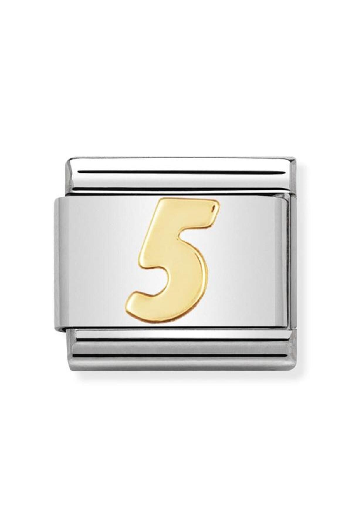 Composable Classic Numbers In Stainless Steel With 18k Gold (05_5)