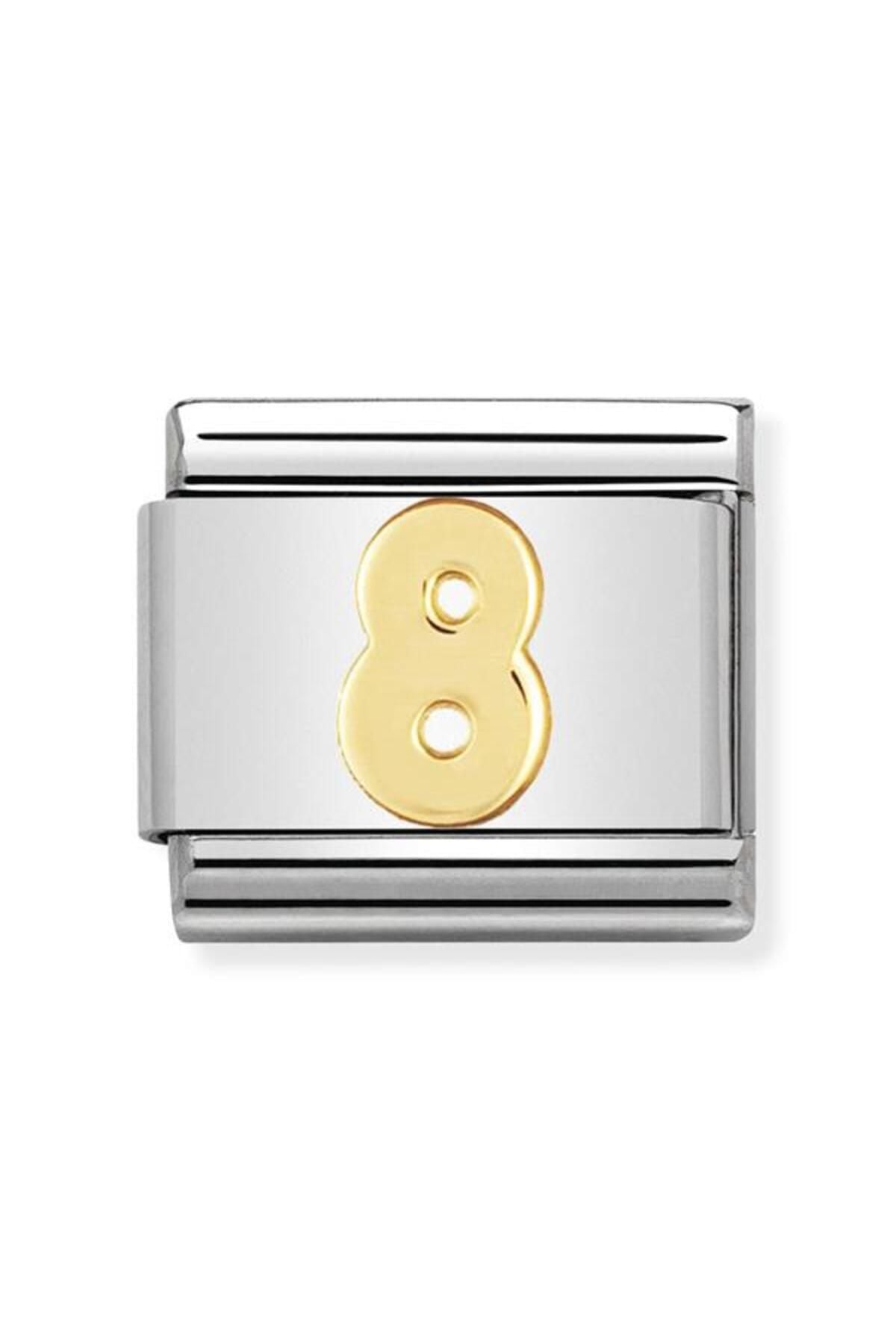 Composable Classic Numbers In Stainless Steel With 18k Gold (08_8)