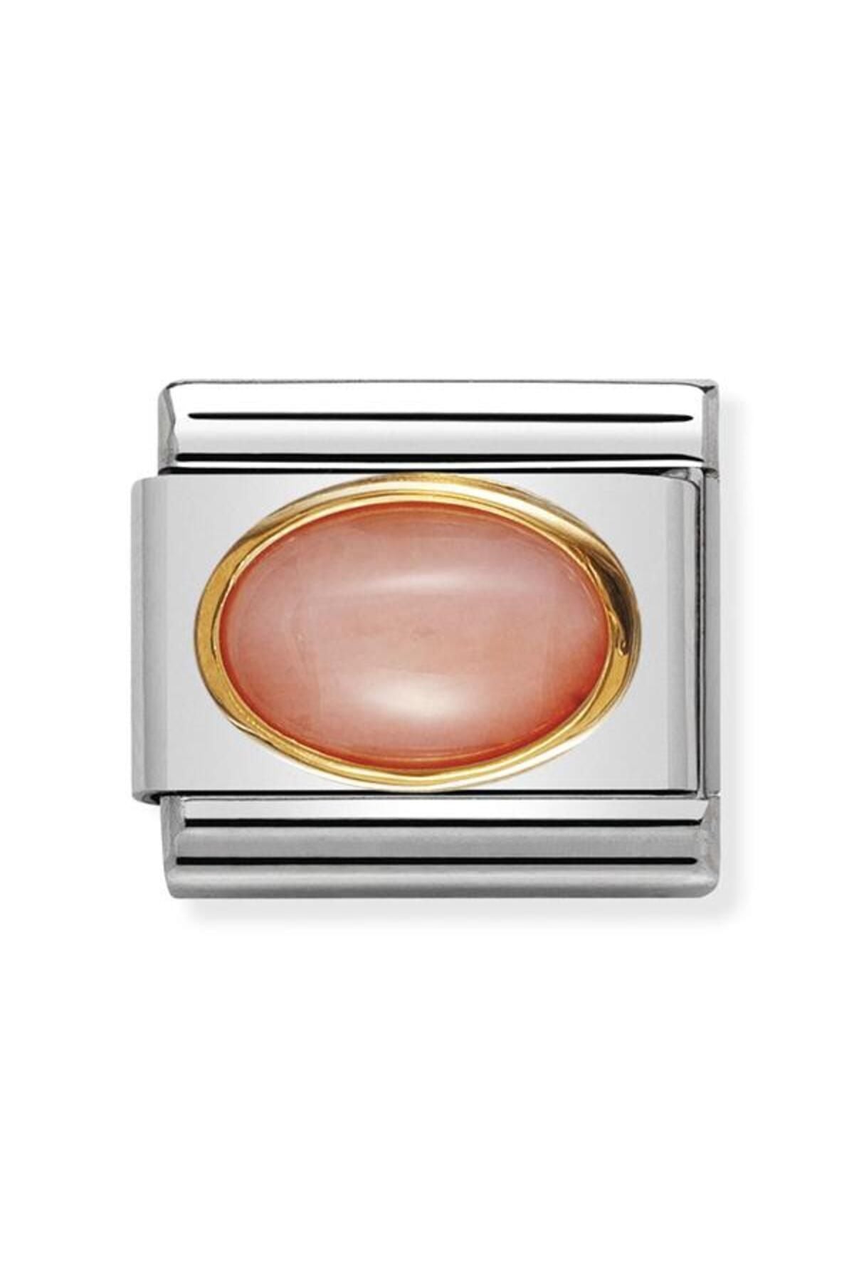Composable Classic Oval Hard Stones In Stainless Steel And 18k Gold (10_pınk Coral)