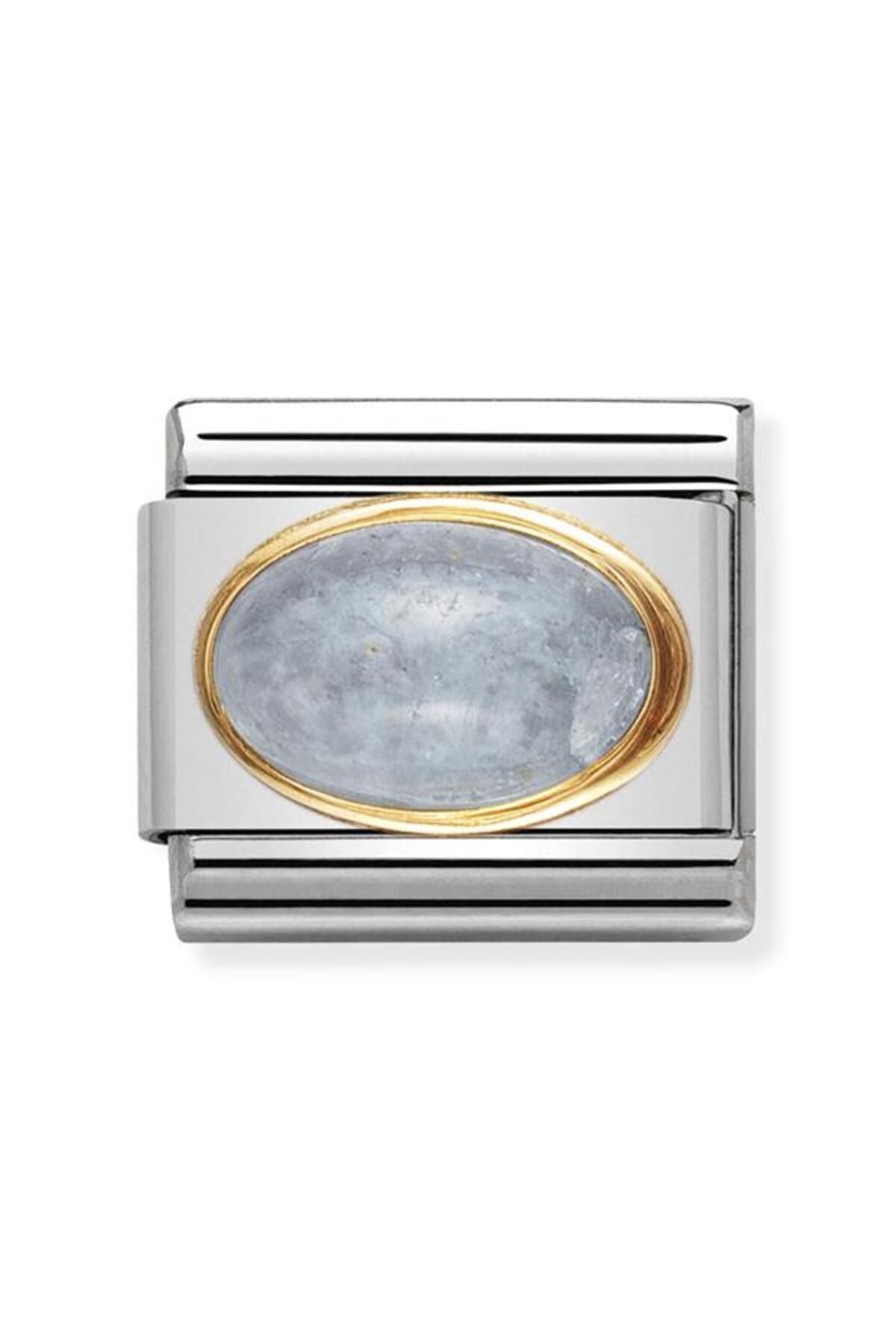 Composable Classic Oval Stones In Stainless Steel With 18k Gold (01_aquamarıne)