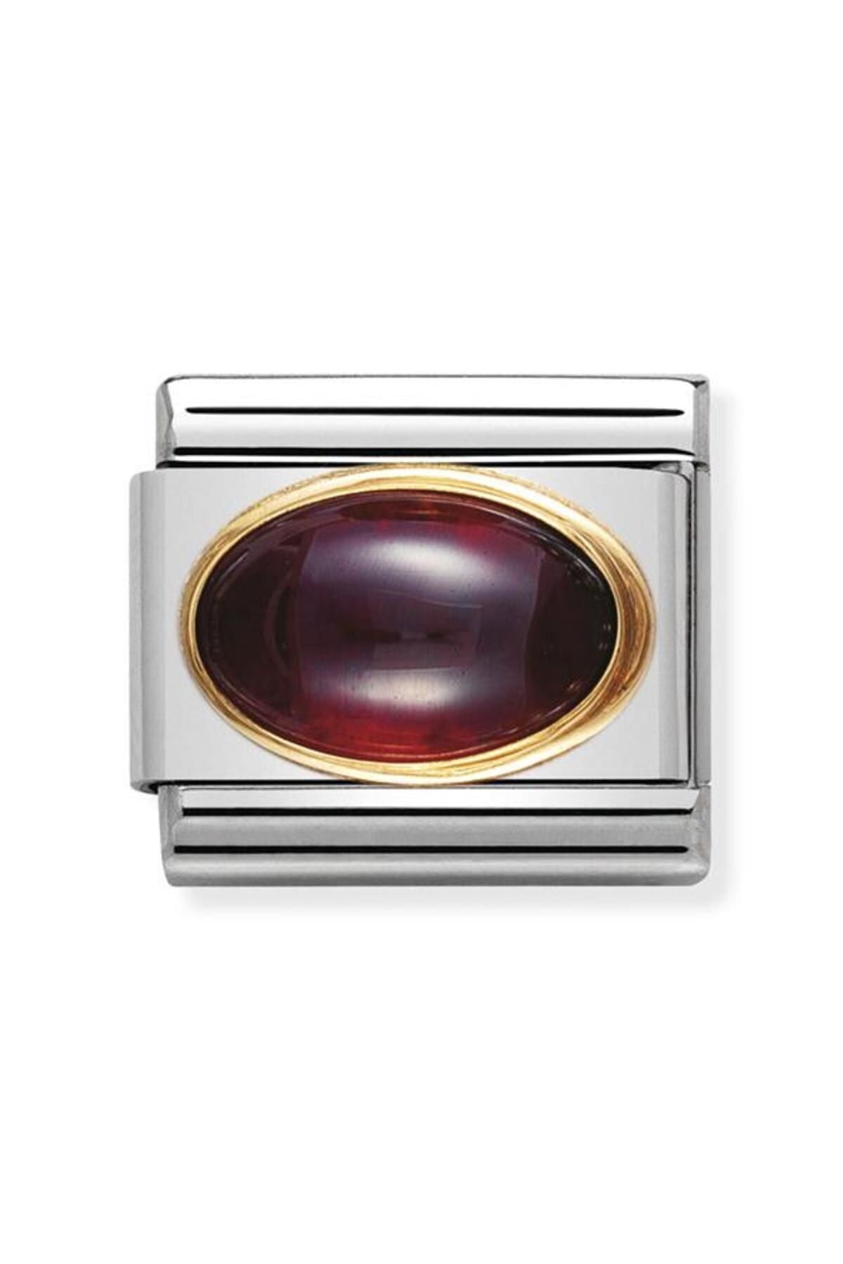 Composable Classic Oval Stones In Stainless Steel With 18k Gold (03_garnet)