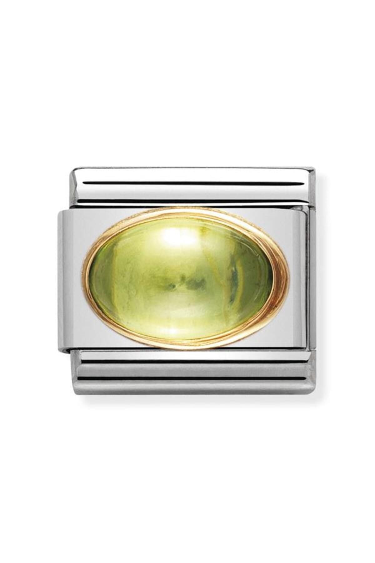 Composable Classic Oval Stones In Stainless Steel With 18k Gold (05_perıdot)