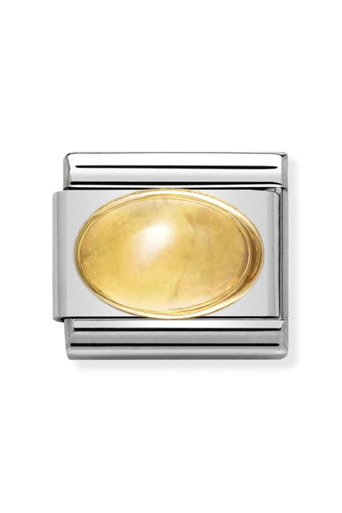 Composable Classic Oval Stones In Stainless Steel With 18k Gold (07_cıtrıne)