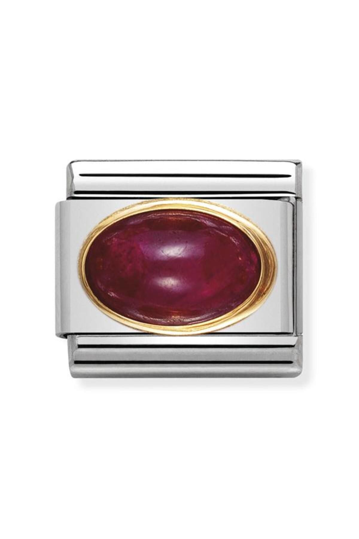 Composable Classic Oval Stones In Stainless Steel With 18k Gold (10_ruby)