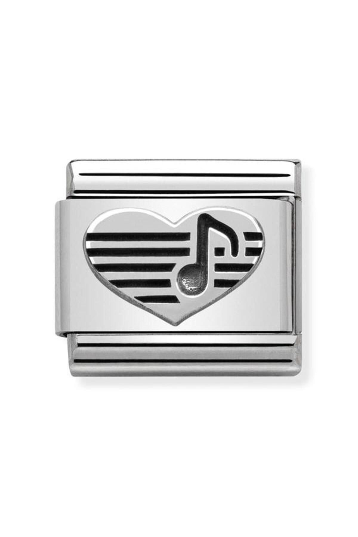 Composable Classic Oxıdızed Symbols In St,steel And Sterling Silver (06_heart With Musical Note)