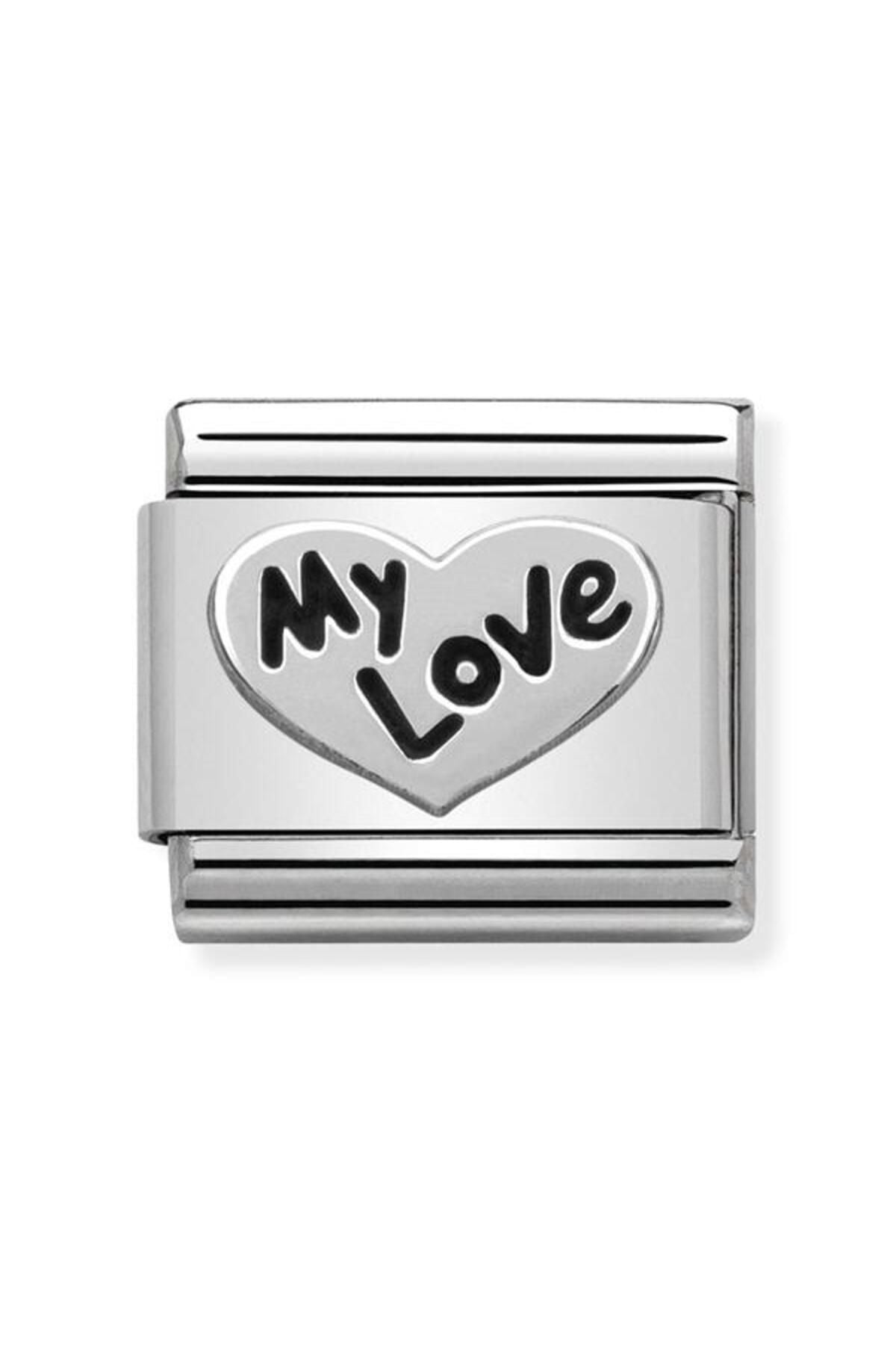 Composable Classic Oxıdızed Symbols In St,steel And Sterling Silver (09_heart My Love)