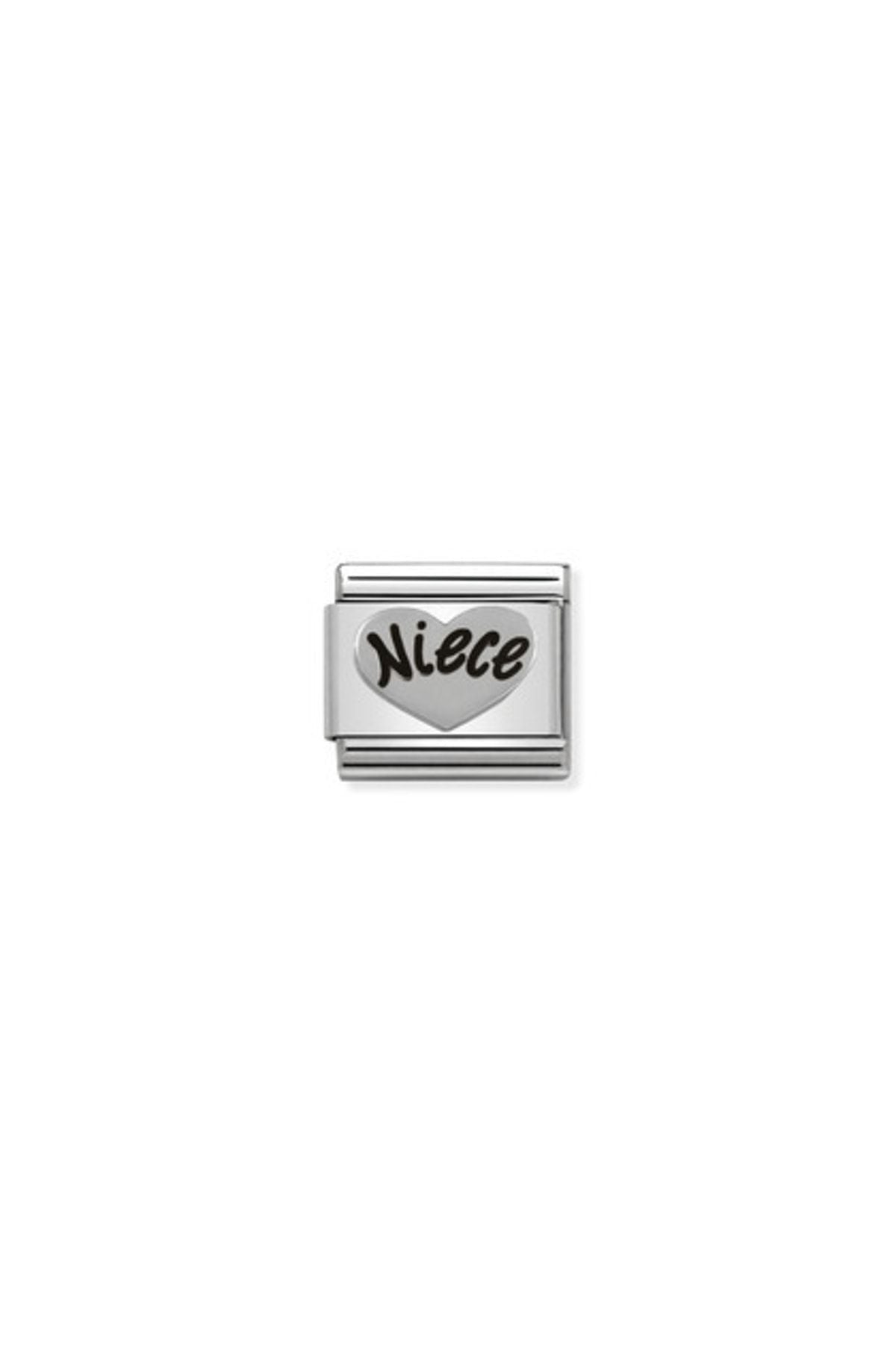 Composable Classic Oxıdızed Symbols In St,steel And Sterling Silver (16_nıece Heart) Charm