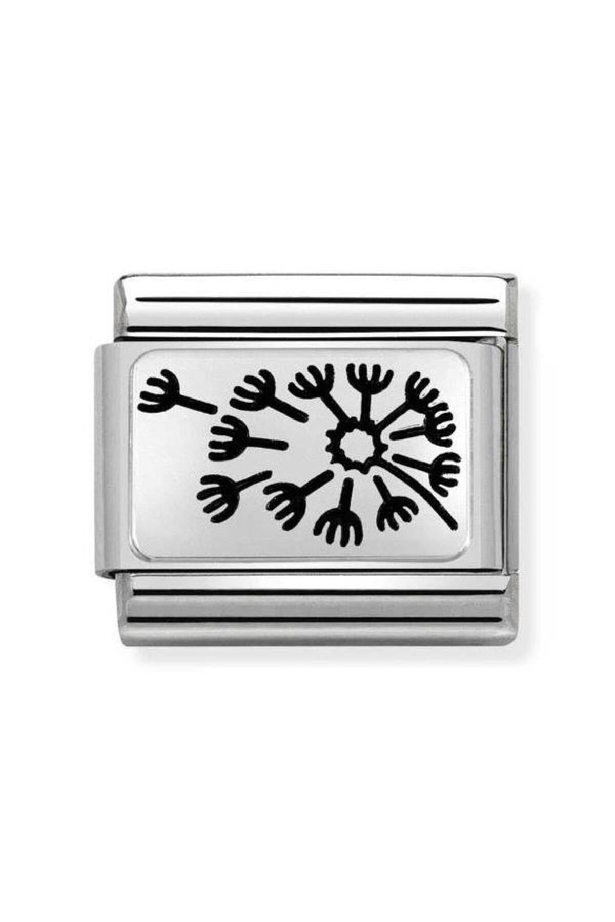 Composable Classic Oxydısed Plates 2 In Steel And 925 Silver (33_dandelion)