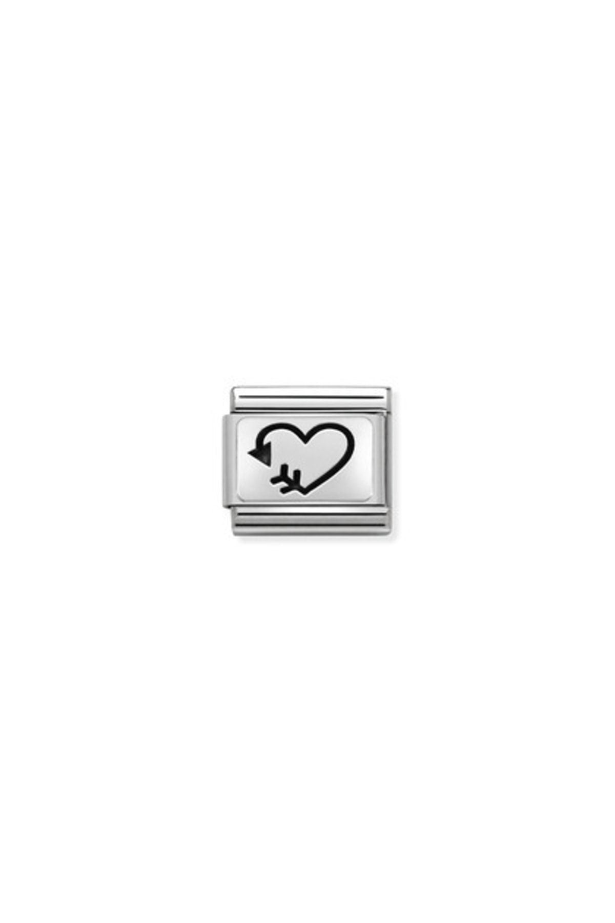 Composable Classic Oxydısed Plates 2 In Steel And 925 Silver (38_arrow Heart Left)