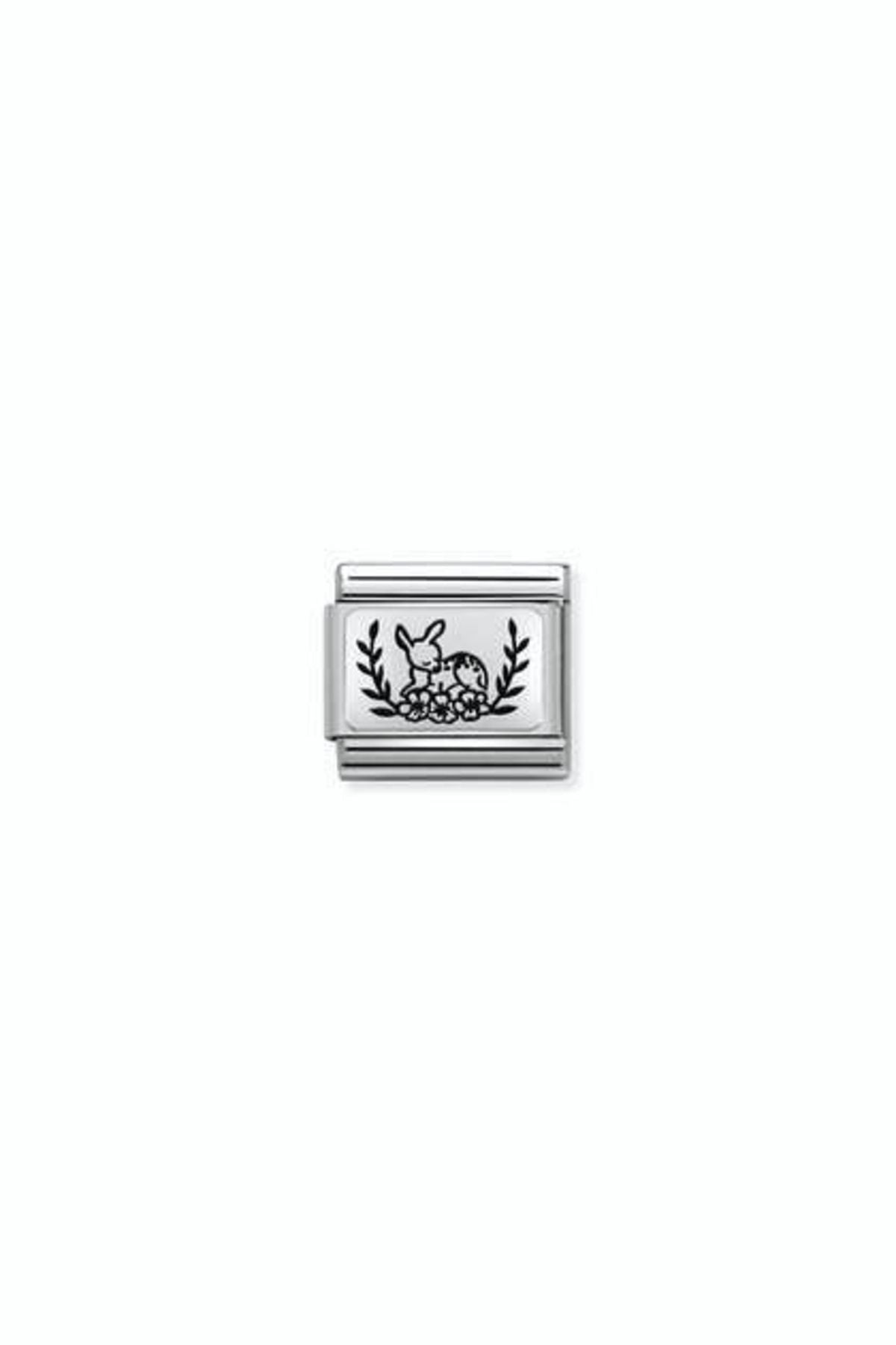 Composable Classic Plates (ıc) Steel And 925 Silver (17_fallow Deer Flowers)