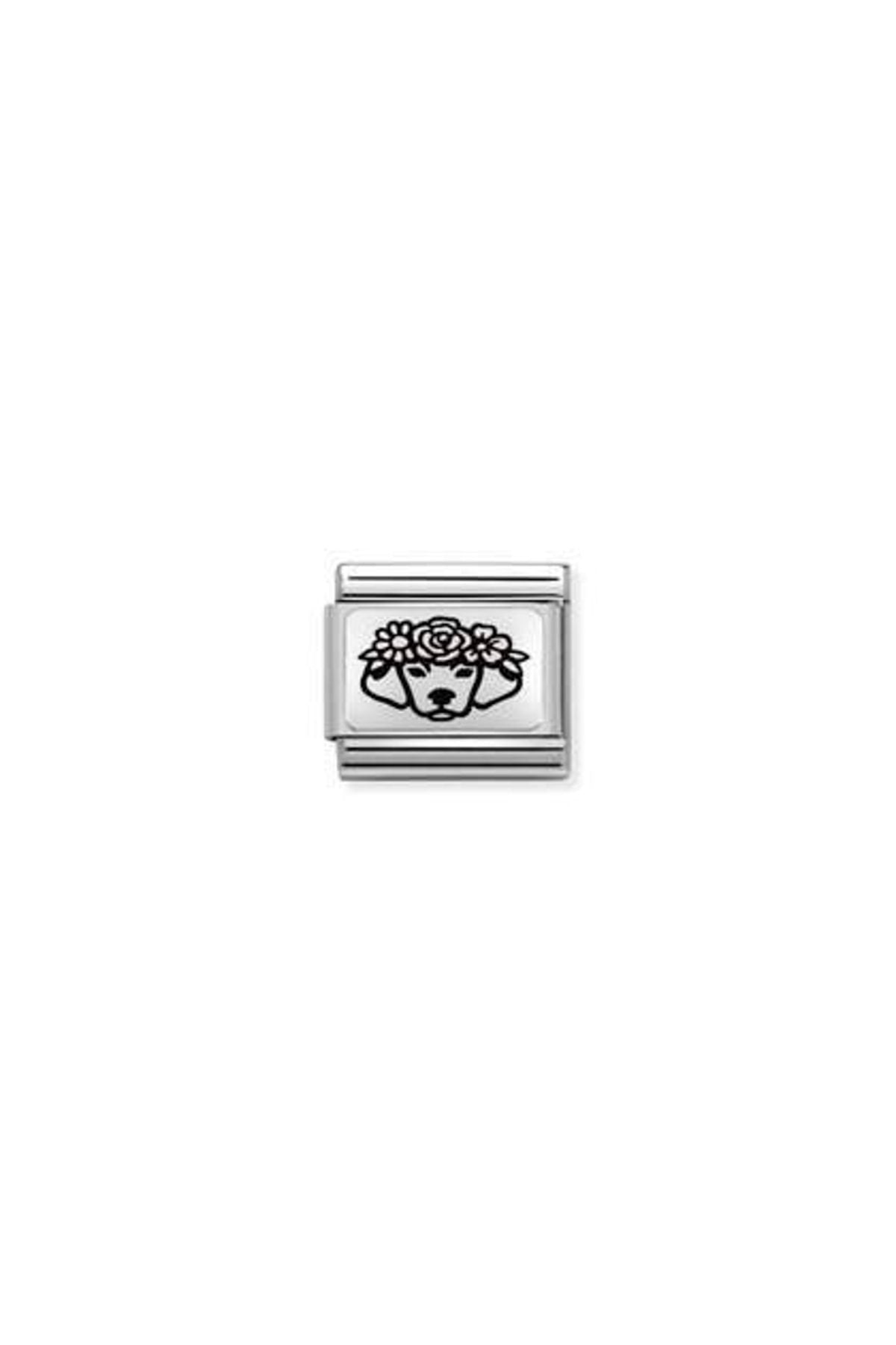 Composable Classic Plates (ıc) Steel And 925 Silver (24_dog Flowers)