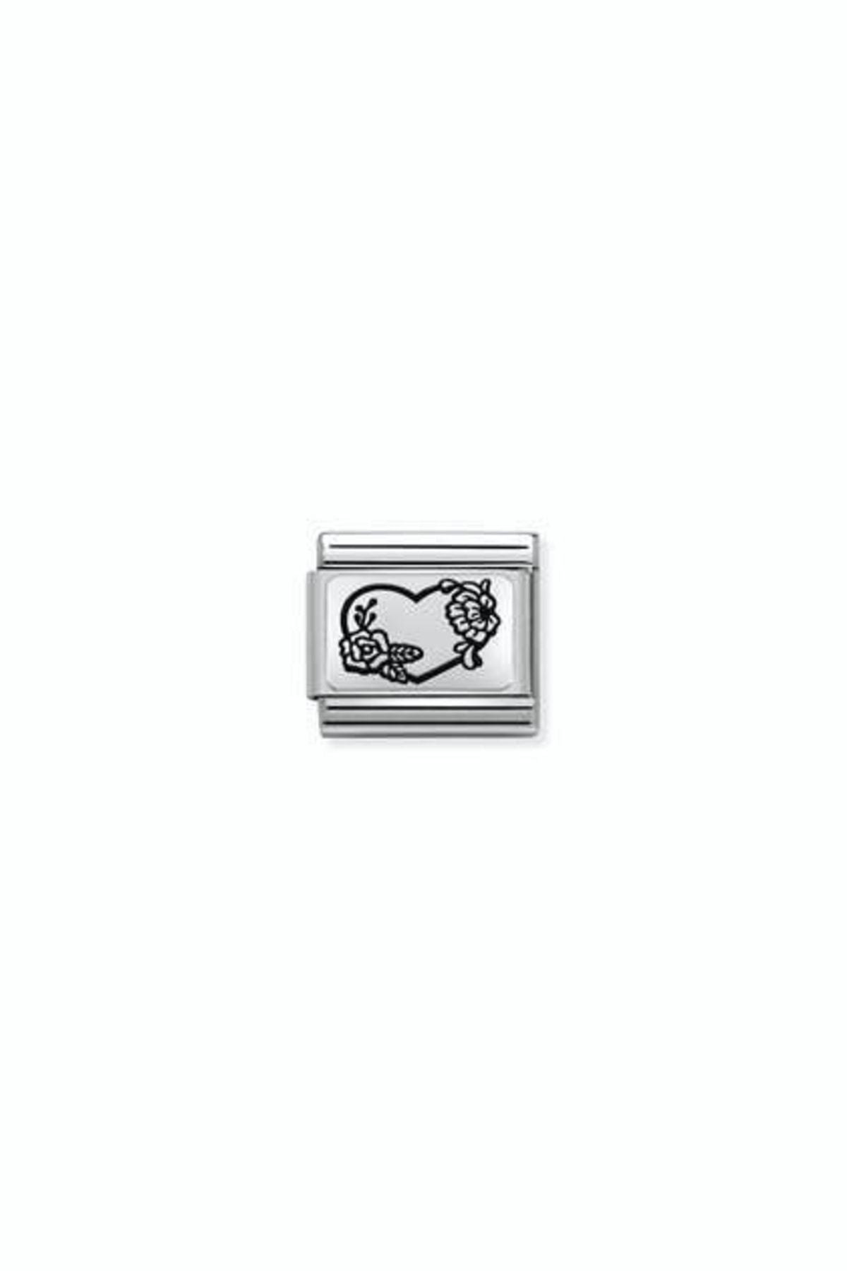 Composable Classic Plates (ıc) Steel And 925 Silver (28_heart Flowers)