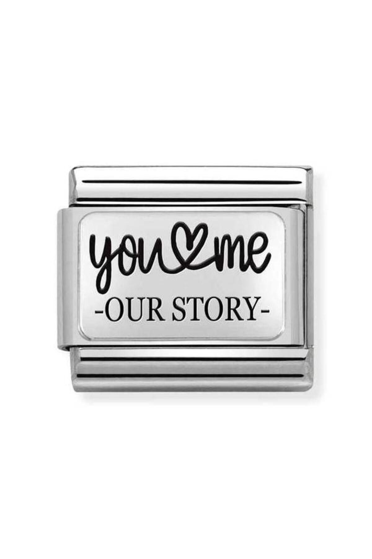 Composable Classic Plates (ıc) Steel And 925 Silver (31_you And Me Story)