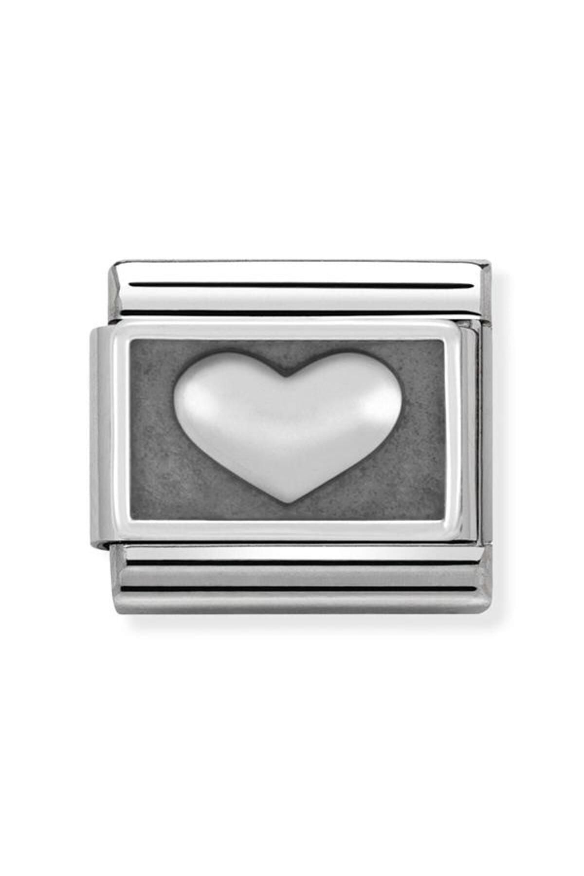 Composable Classic Plates Oxıdızed Steel And Silver 925 (01_heart)