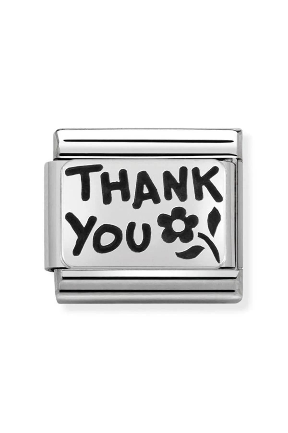 Composable Classic Plates Oxıdızed Steel And Silver 925 (42_thank You)