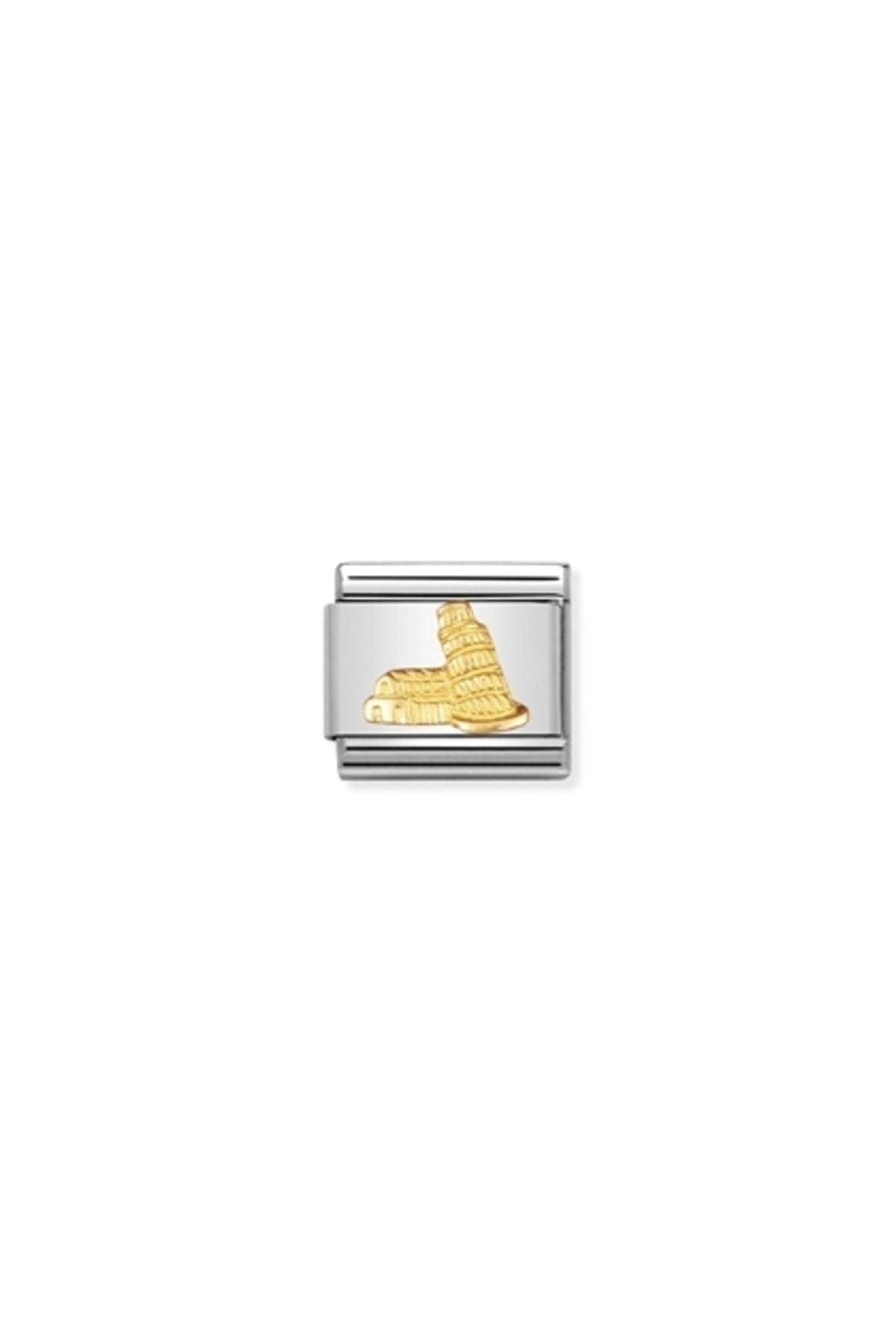 Composable Classic Relıef Monumets In Stainless Steel With 18k Gold (09_tower Of Pisa)