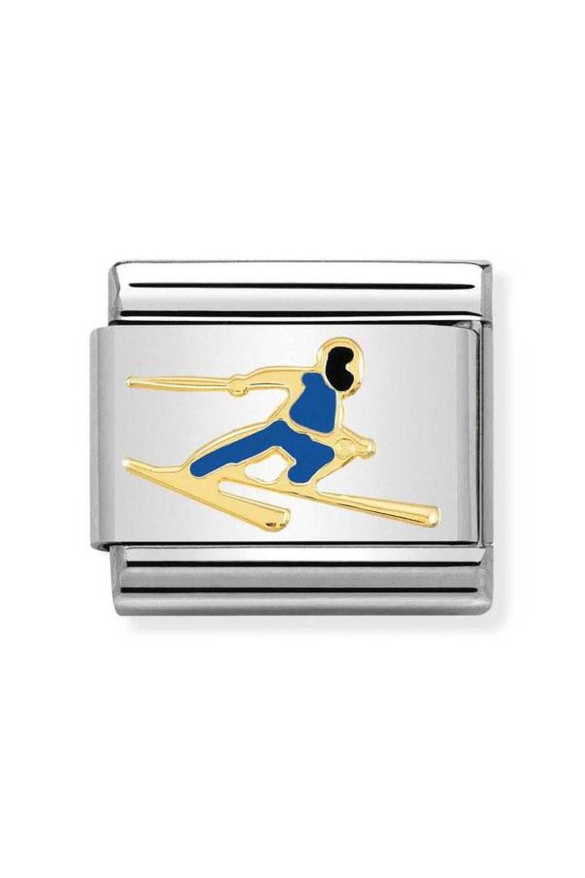 Composable Classic Sports 1 In Stainless Steel With Enamel And 18k Gold (16_skier Blue)