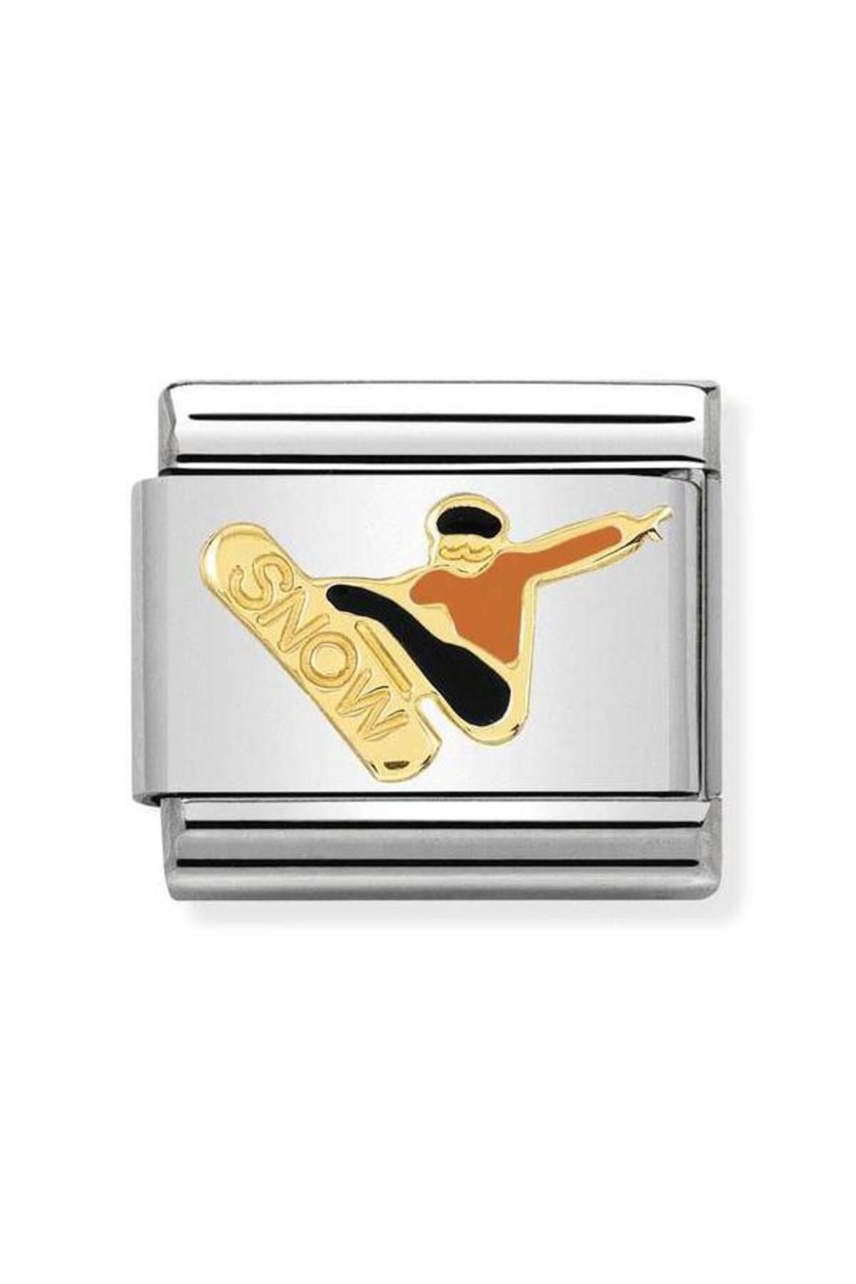 Composable Classic Sports 1 In Stainless Steel With Enamel And 18k Gold (17_snowboarder)